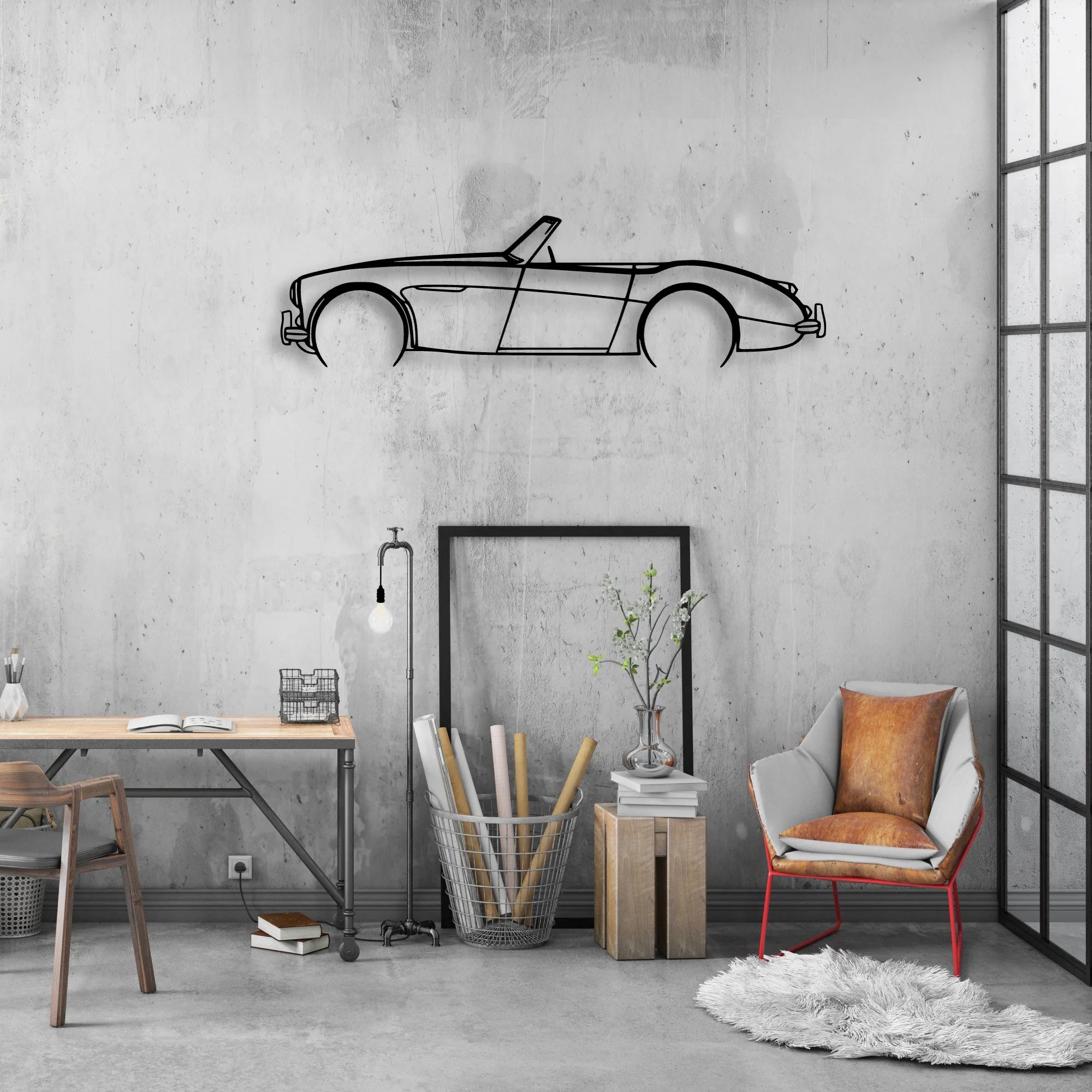106 1957 Classic Silhouette Metal Wall Art - Automotive Garage Decor