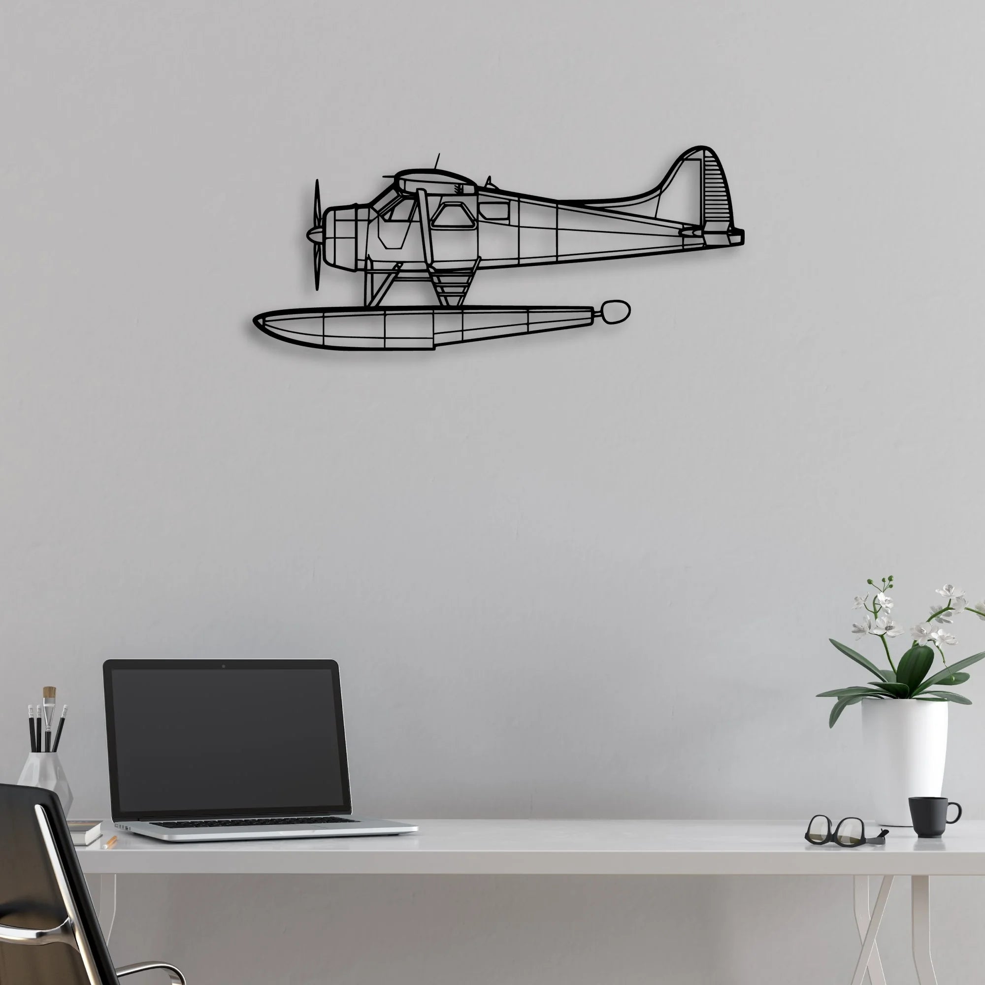 170B Float 2 Classic Aircraft Silhouette Metal Wall Art - Aviation Hangar Decor