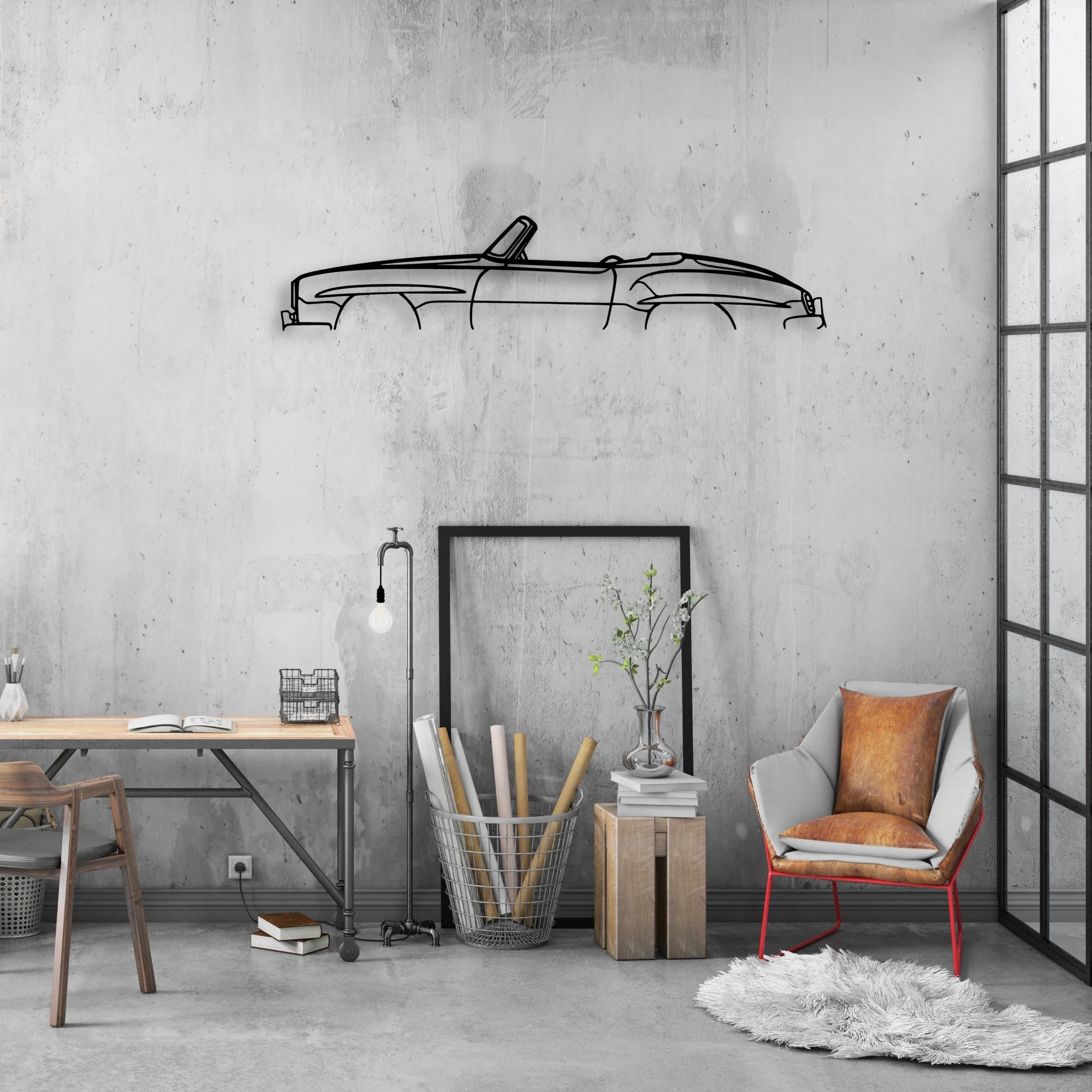 190SL 1958 Classic Silhouette Metal Wall Art - Automotive Garage Decor