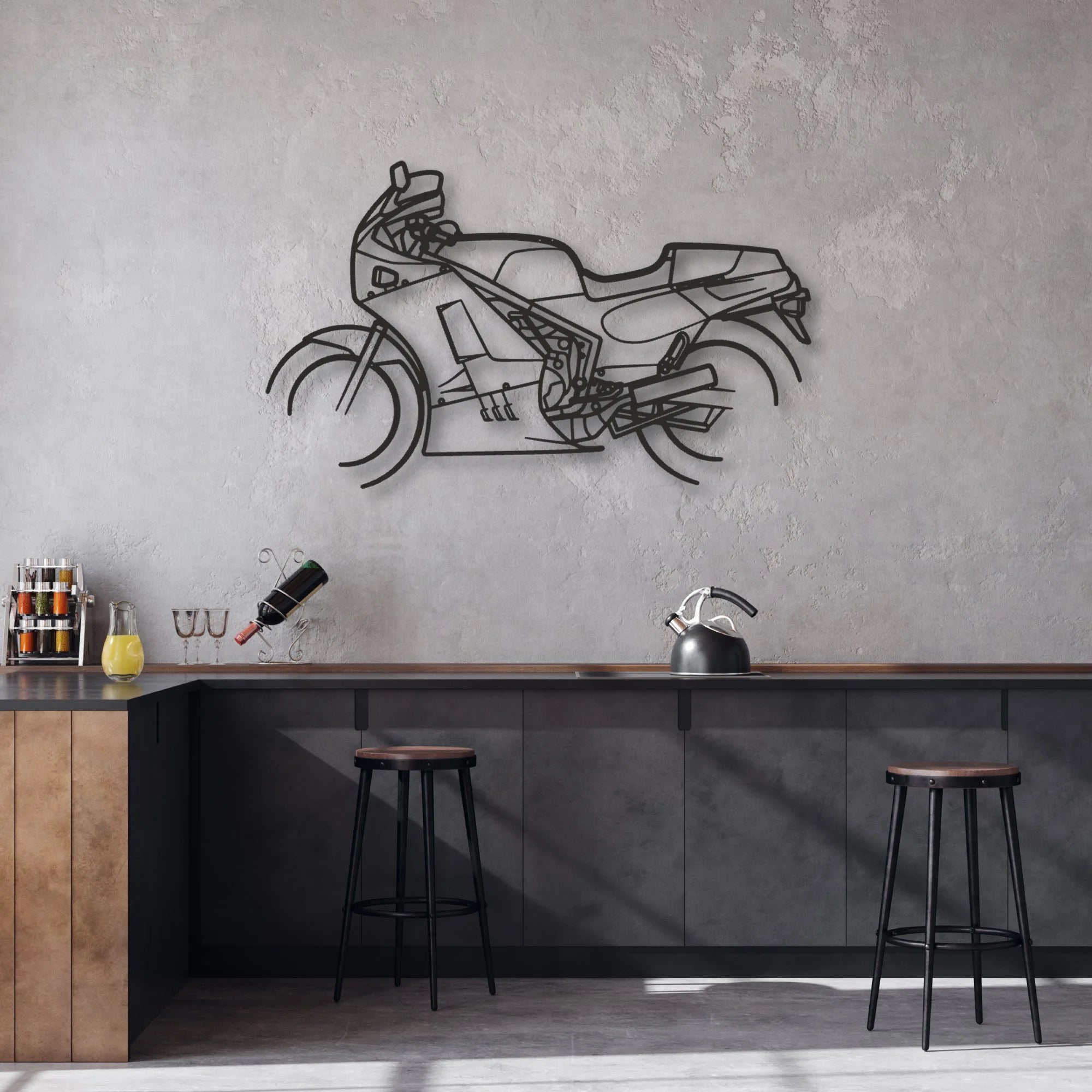 1986 Suzuki RG500 Classic Motorcycle Silhouette Metal Wall Art - Moto Garage Decor