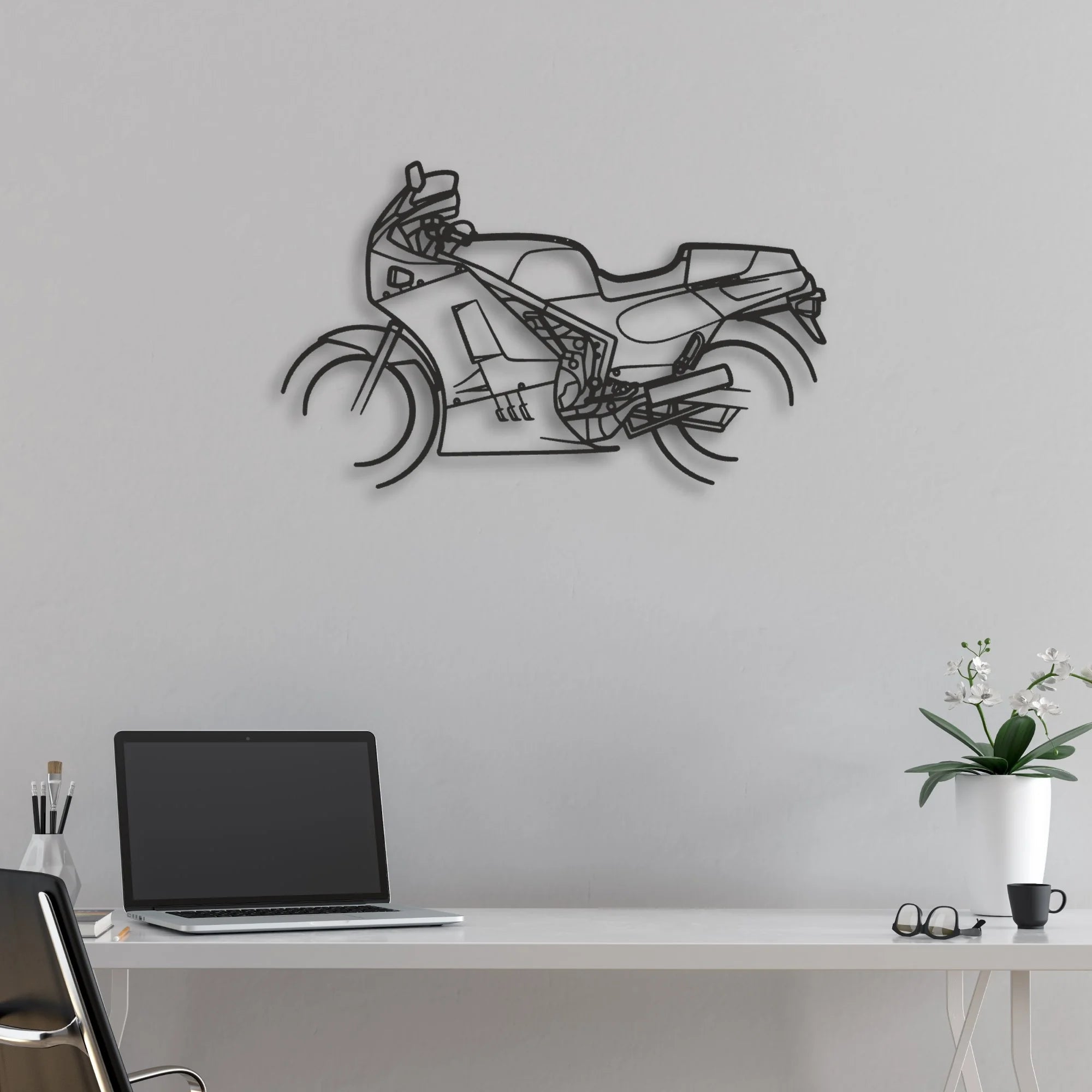 1986 Suzuki RG500 Classic Motorcycle Silhouette Metal Wall Art - Moto Garage Decor