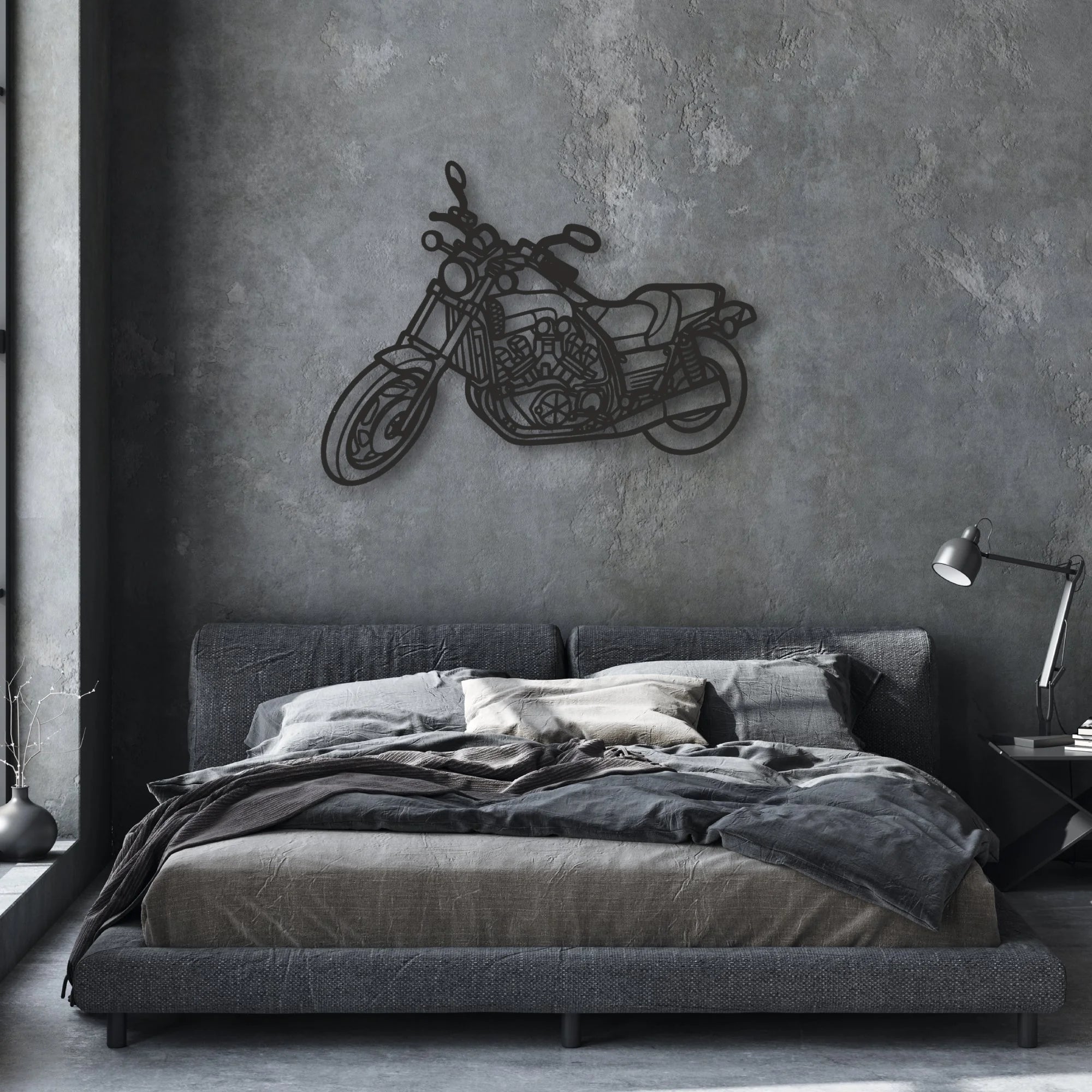 1992 Yamaha VMAX 1200 Classic Motorcycle Silhouette Metal Wall Art - Moto Garage Decor