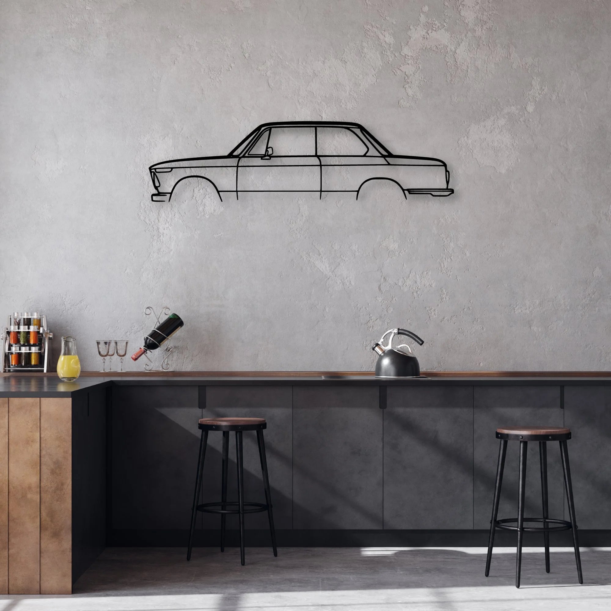 2002 1972 Classic Silhouette Metal Wall Art - Automotive Garage Decor