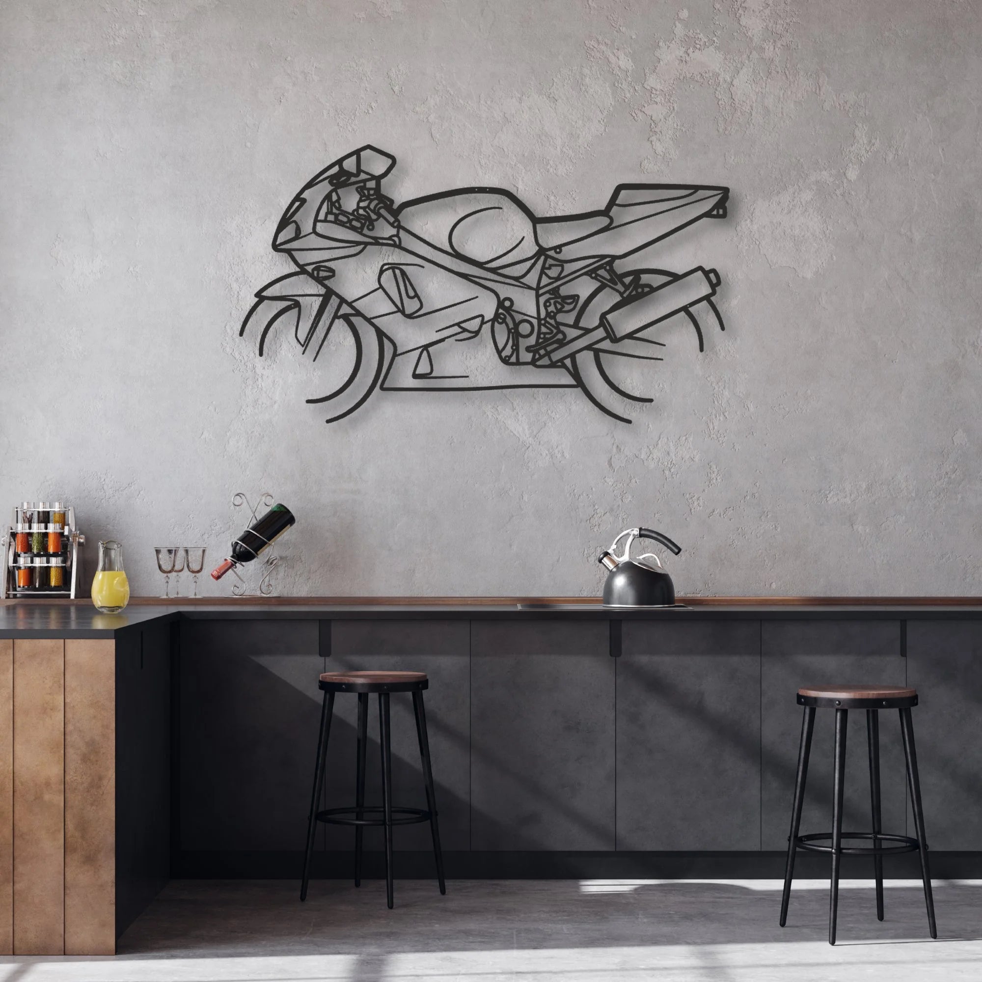 2003 Suzuki GXSR 600 Classic Motorcycle Silhouette Metal Wall Art - Moto Garage Decor