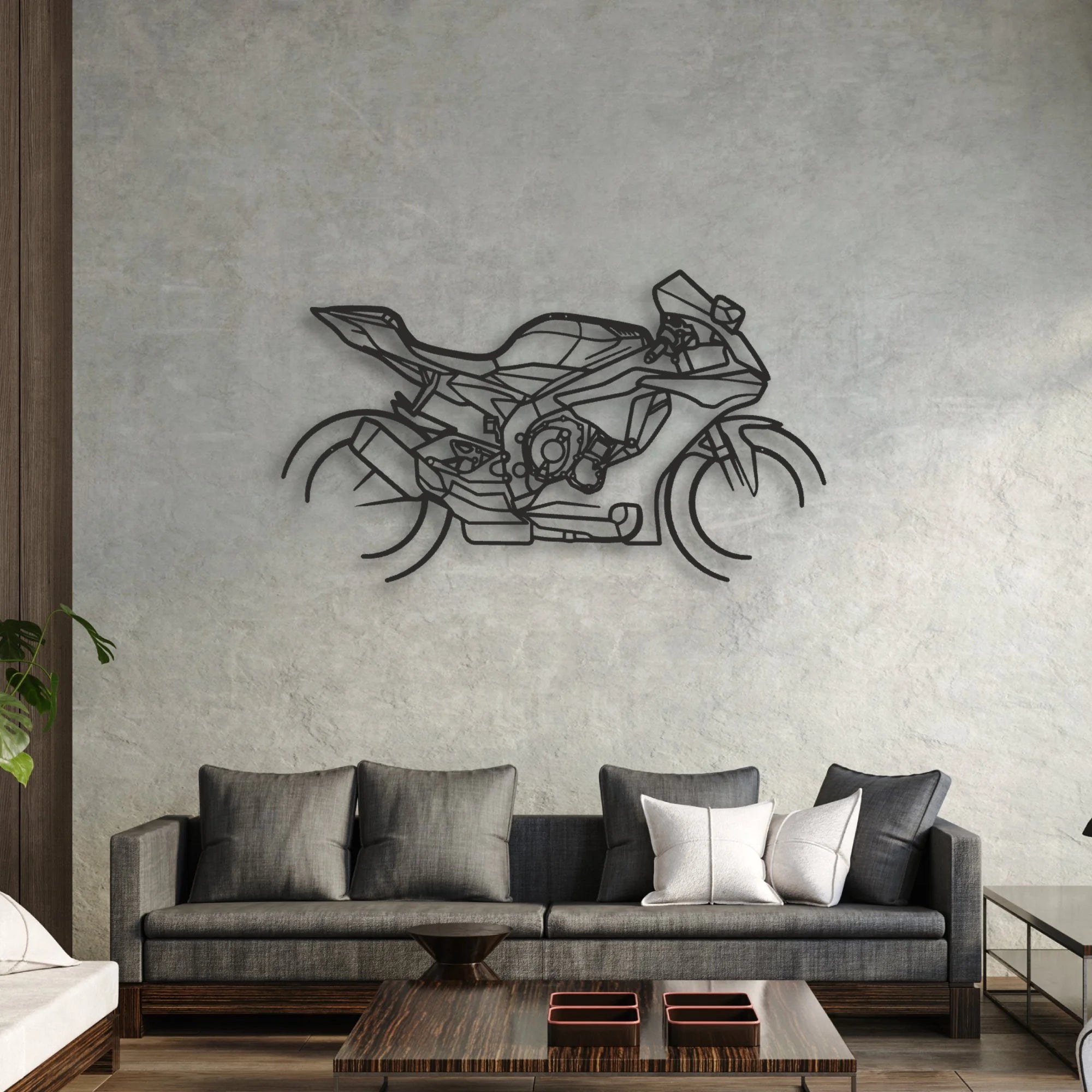 2018 Yamaha YZF-R1 Classic Motorcycle Silhouette Metal Wall Art - Moto Garage Decor