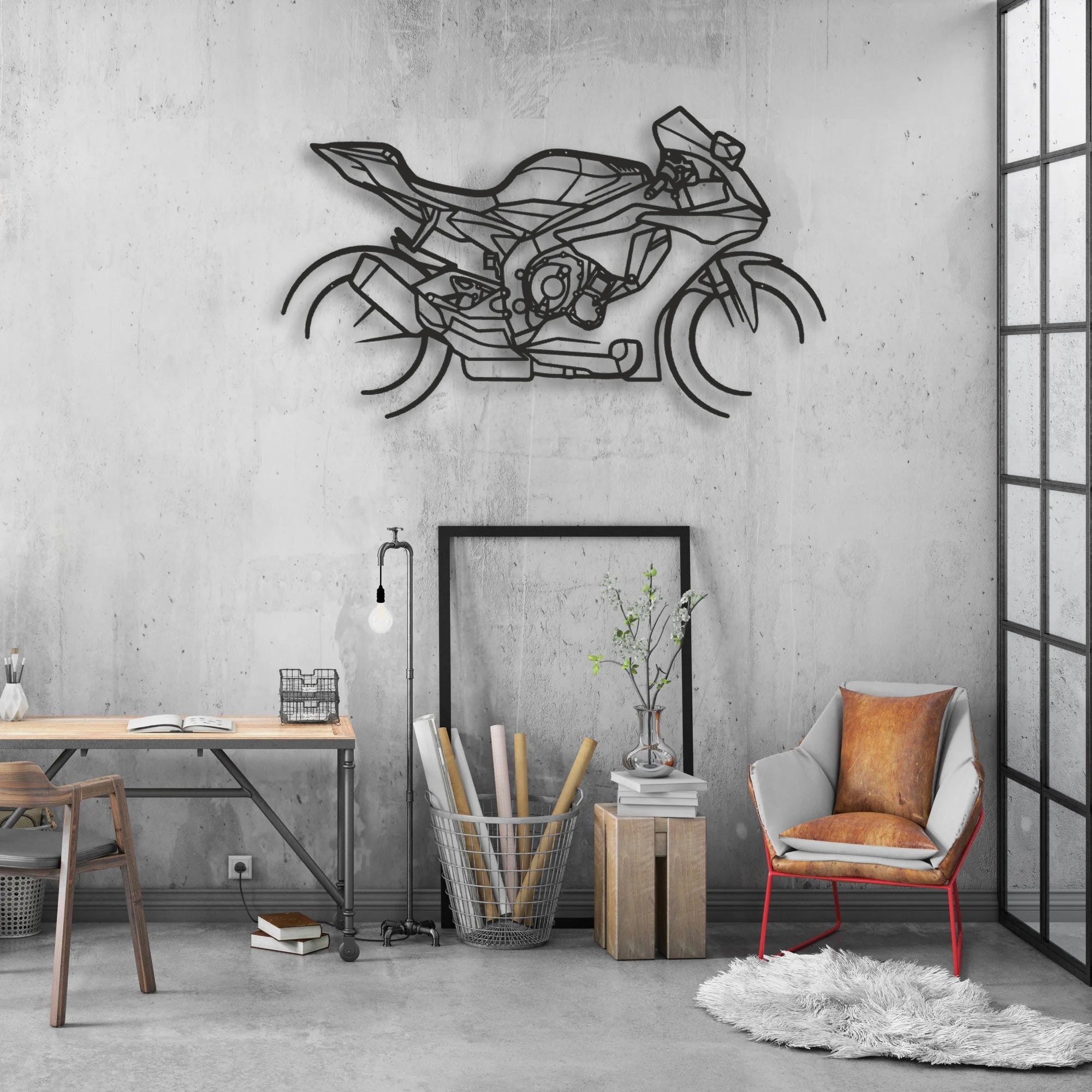 2018 Yamaha YZF-R1 Classic Motorcycle Silhouette Metal Wall Art - Moto Garage Decor