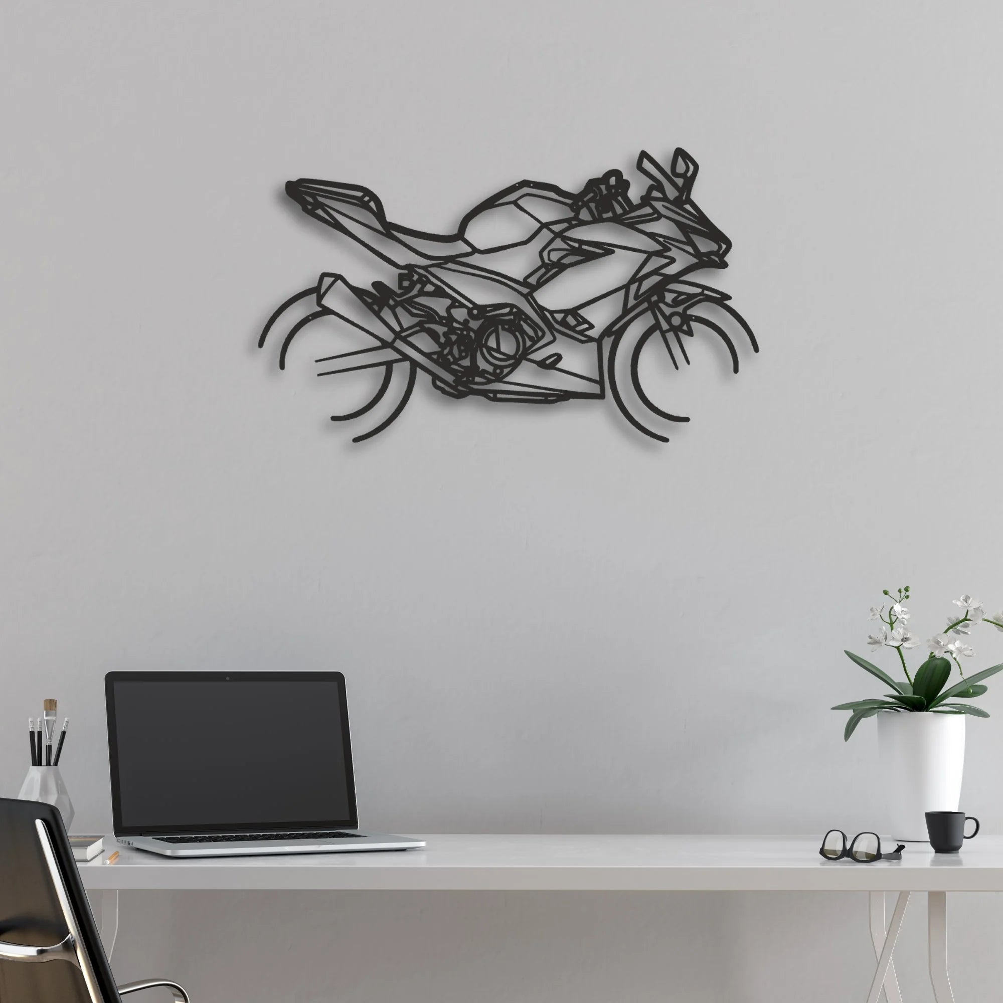 2020 Kawasaki Ninja 400 Classic Motorcycle Silhouette Metal Wall Art - Moto Garage Decor