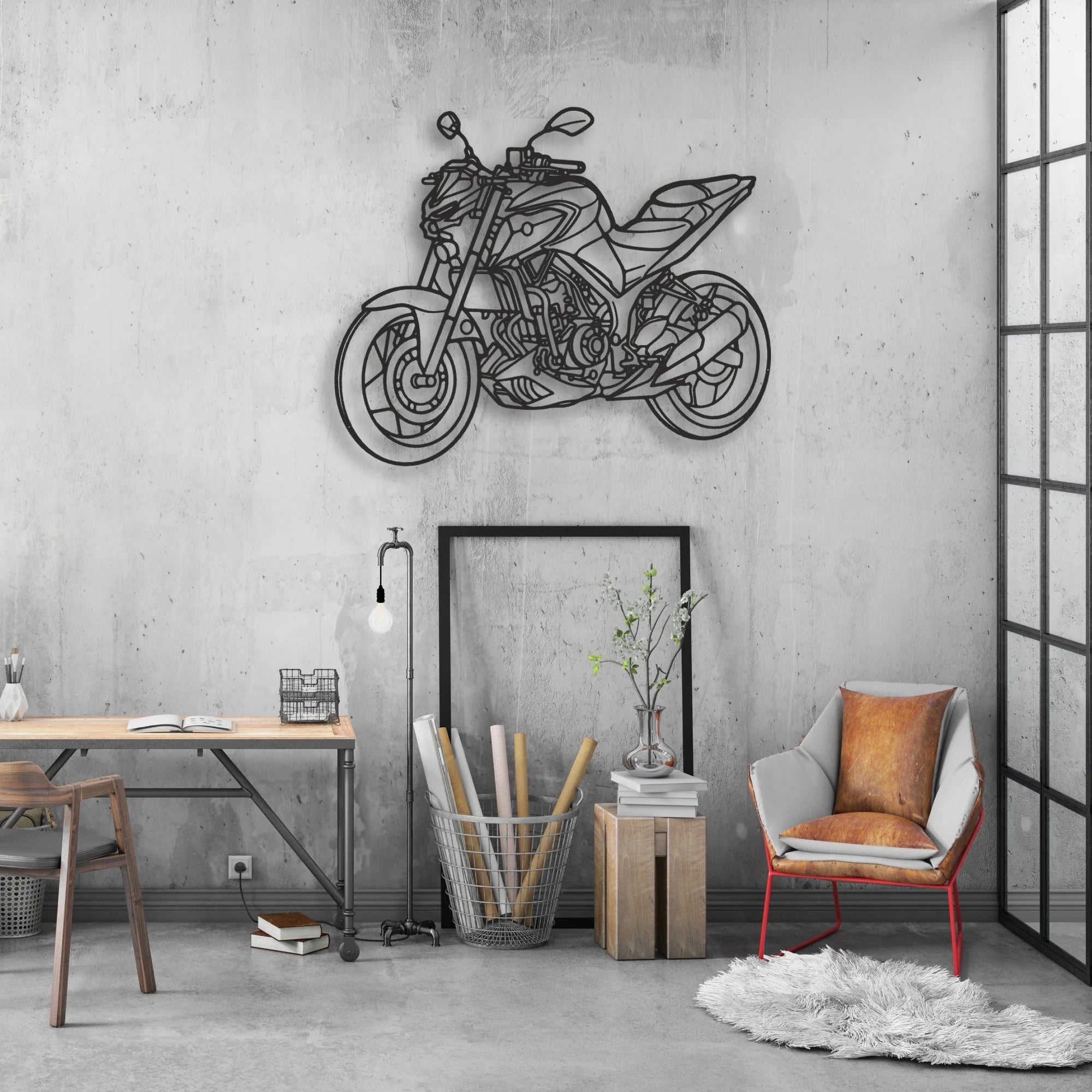 2020 Yamaha MT Classic Motorcycle Silhouette Metal Wall Art - Moto Garage Decor