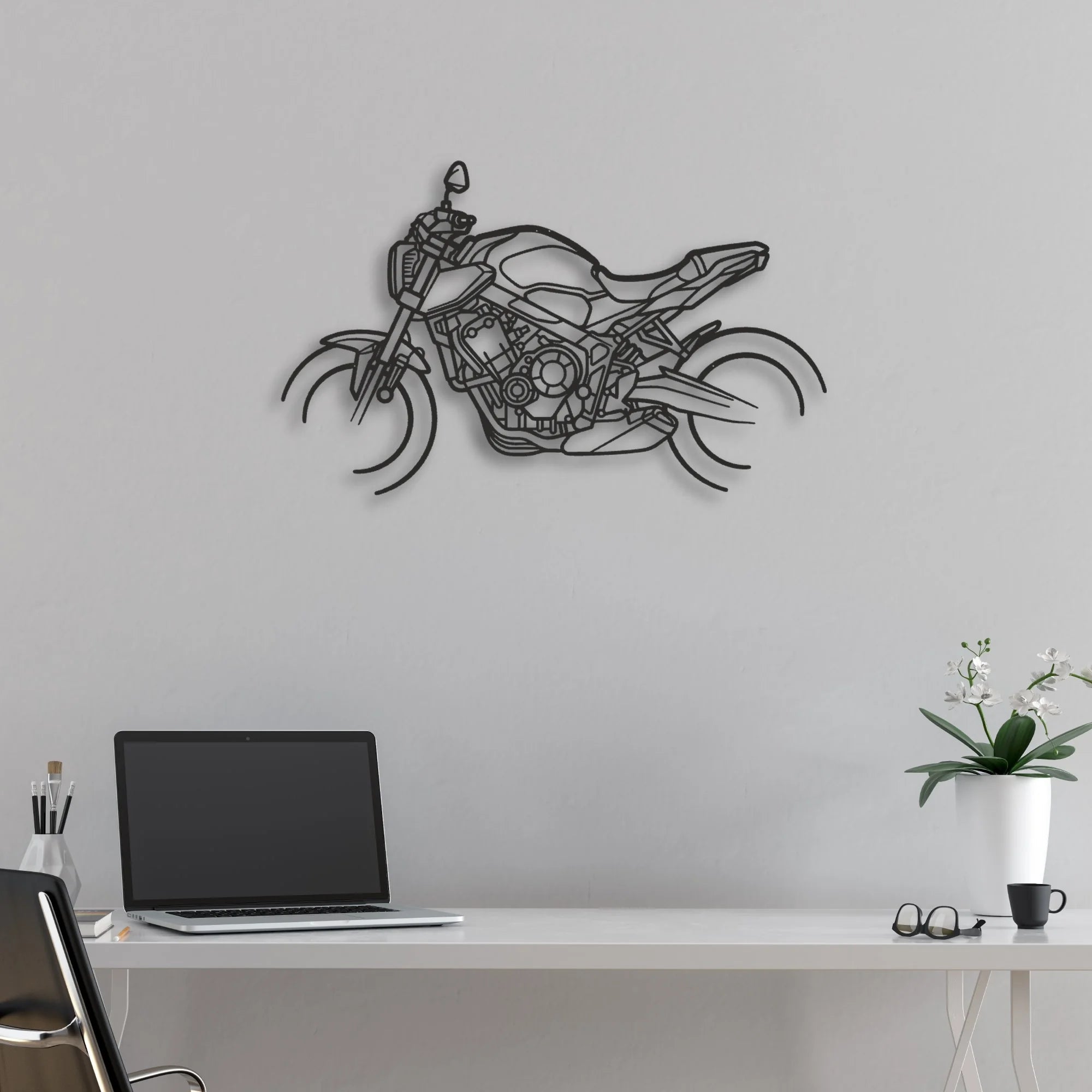 2021 Honda CB650R Classic Motorcycle Silhouette Metal Wall Art - Moto Garage Decor