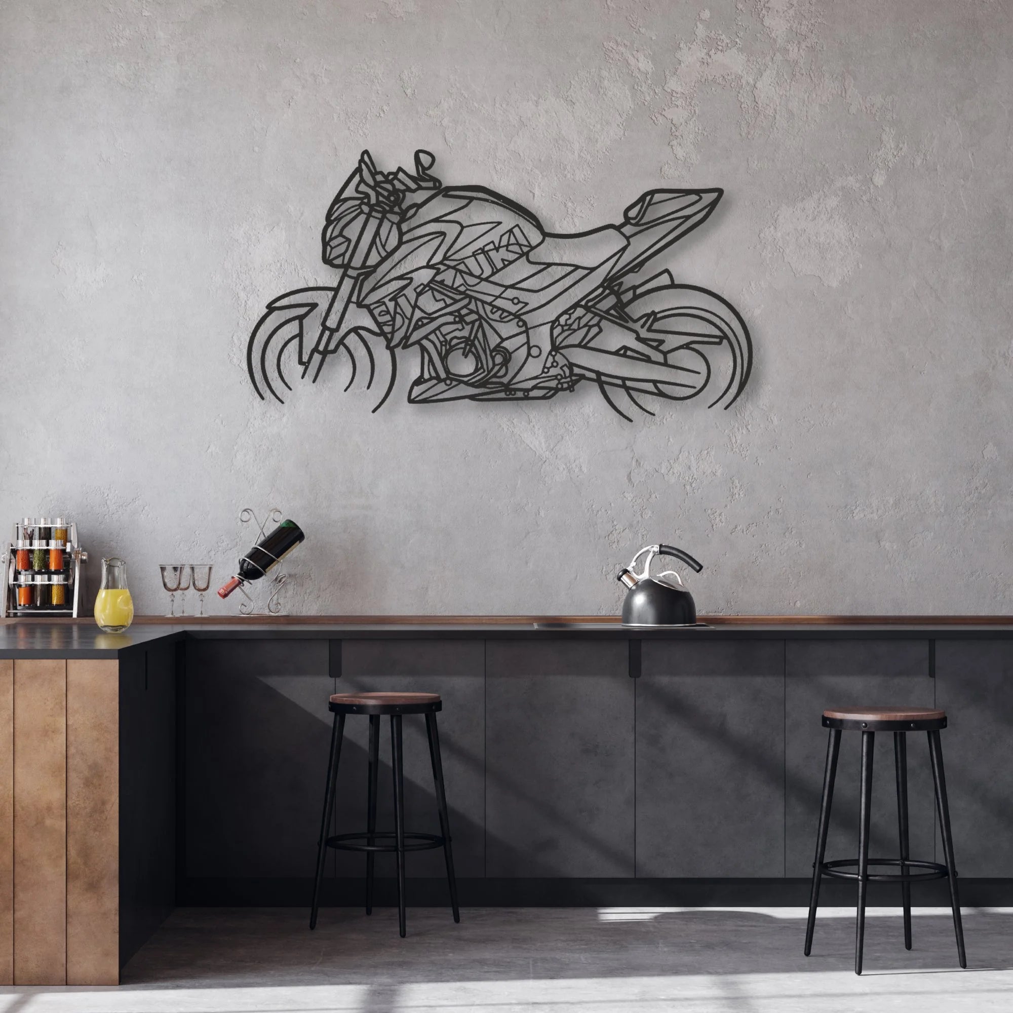 2021 Suzuki GSX-S750Z Classic Motorcycle Silhouette Metal Wall Art - Moto Garage Decor