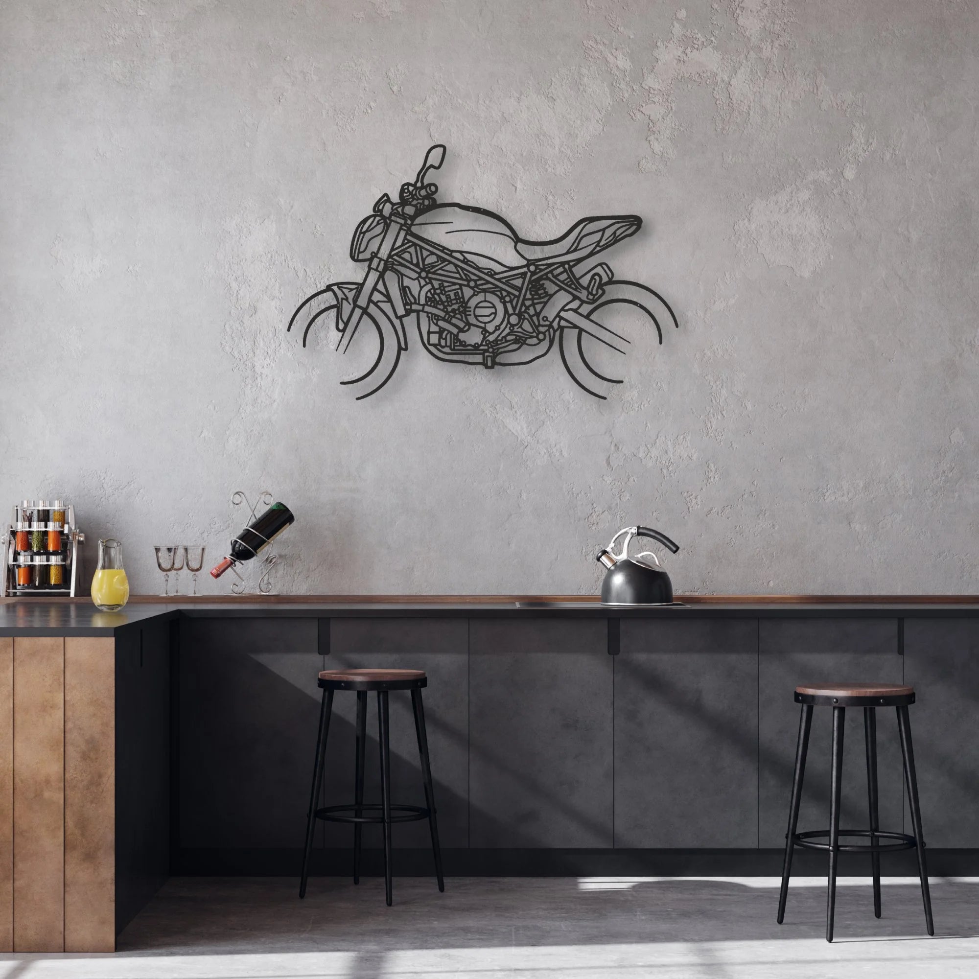 2023 Benelli 752 S E5 Classic Motorcycle Silhouette Metal Wall Art - Moto Garage Decor