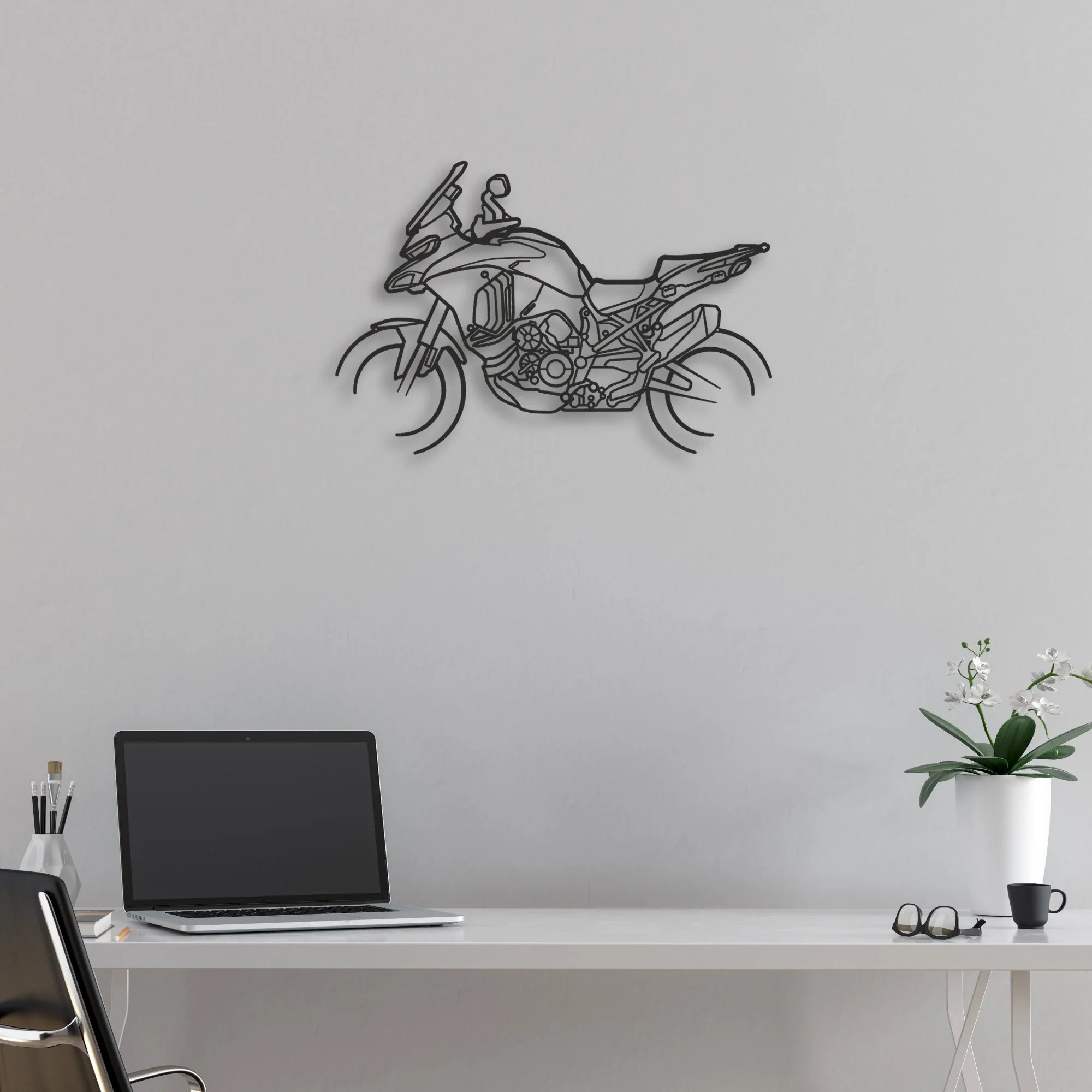 2024 Ducati Multistrada V4 S Classic Motorcycle Silhouette Metal Wall Art - Moto Garage Decor