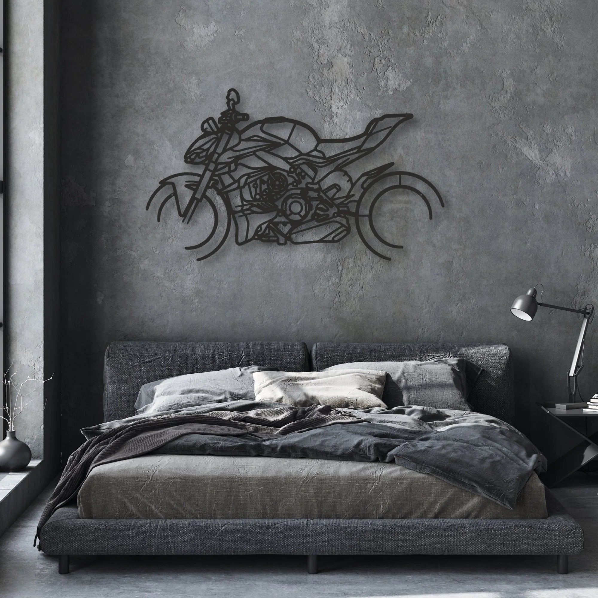 2024 Ducati Streetfighter V4 S Classic Motorcycle Silhouette Metal Wall Art - Moto Garage Decor