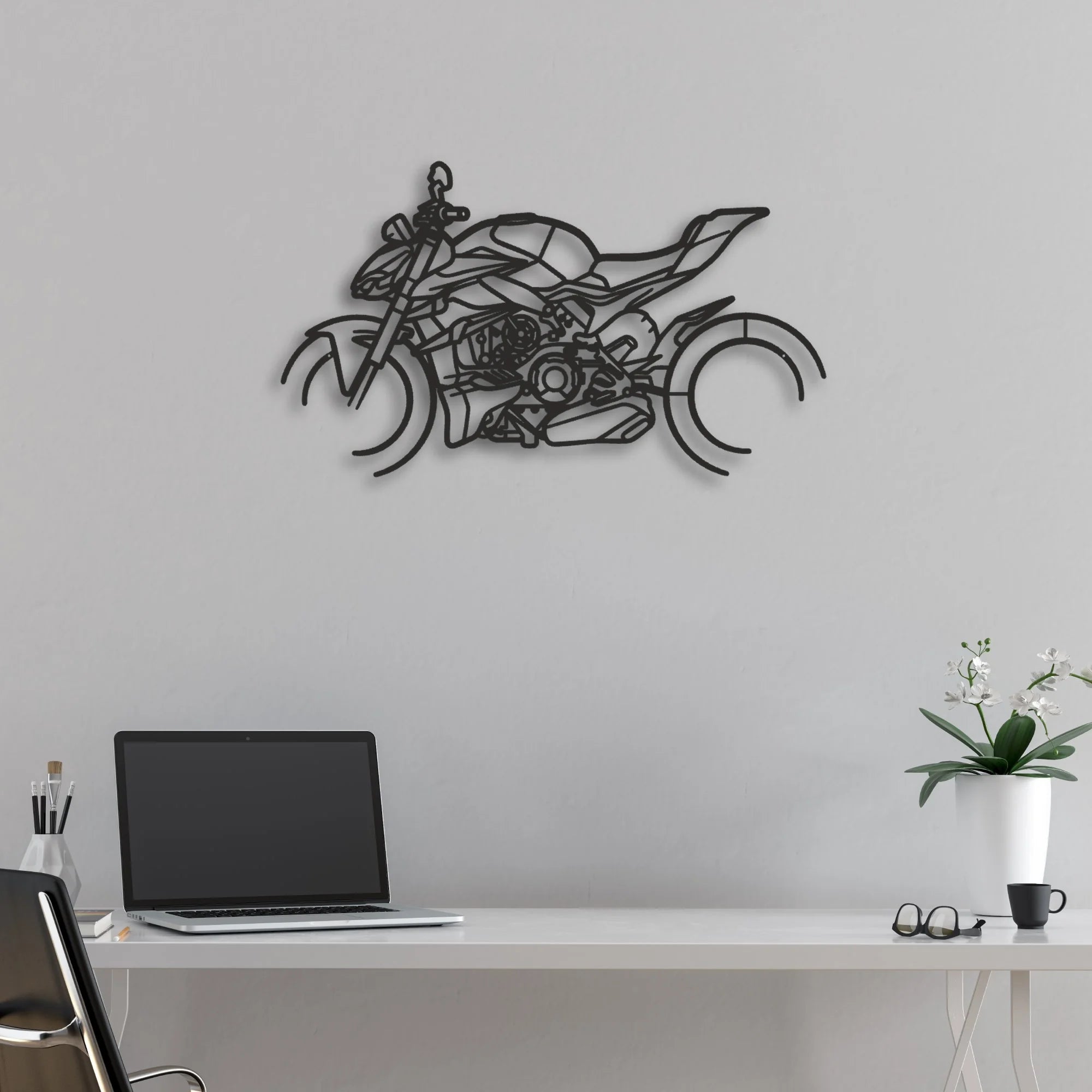 2024 Ducati Streetfighter V4 S Classic Motorcycle Silhouette Metal Wall Art - Moto Garage Decor