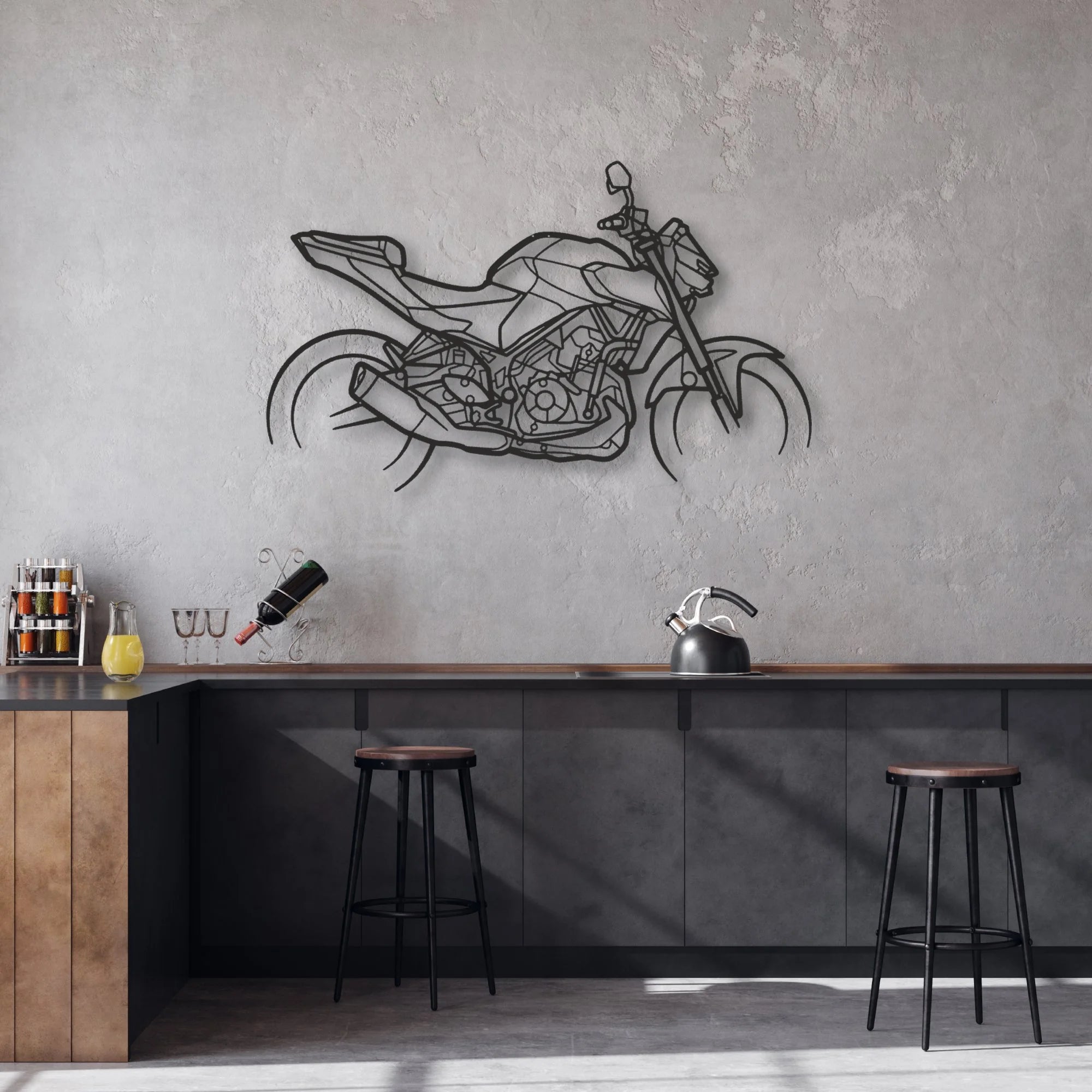 2025 Yamaha MT Classic Motorcycle Silhouette Metal Wall Art - Moto Garage Decor