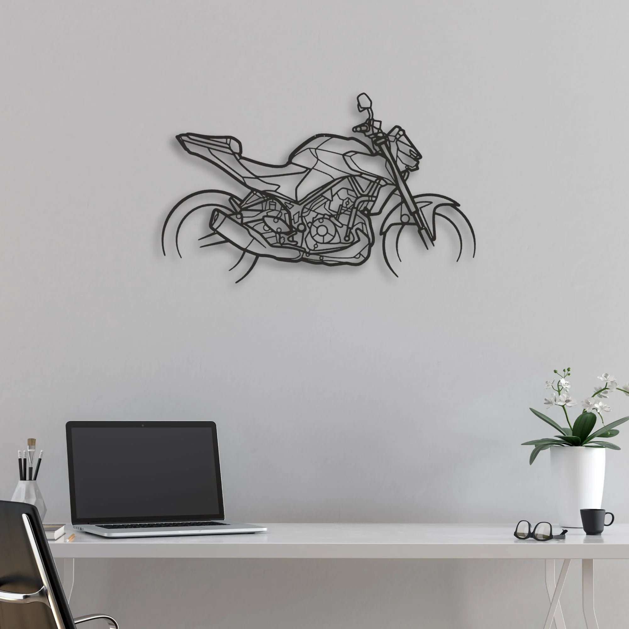 2025 Yamaha MT Classic Motorcycle Silhouette Metal Wall Art - Moto Garage Decor