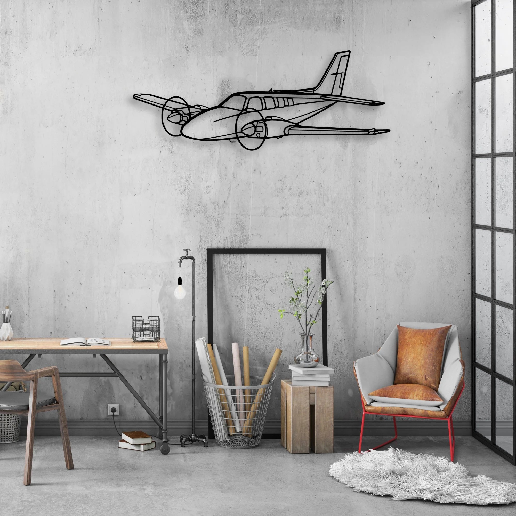 206 3 Classic Aircraft Silhouette Metal Wall Art - Aviation Hangar Decor
