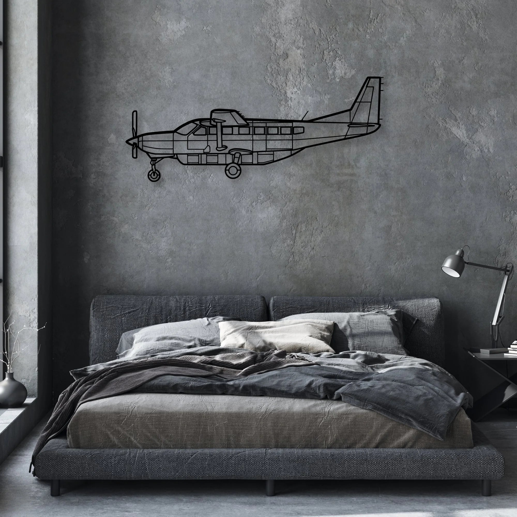 208 Caravan Classic Aircraft Silhouette Metal Wall Art - Aviation Hangar Decor
