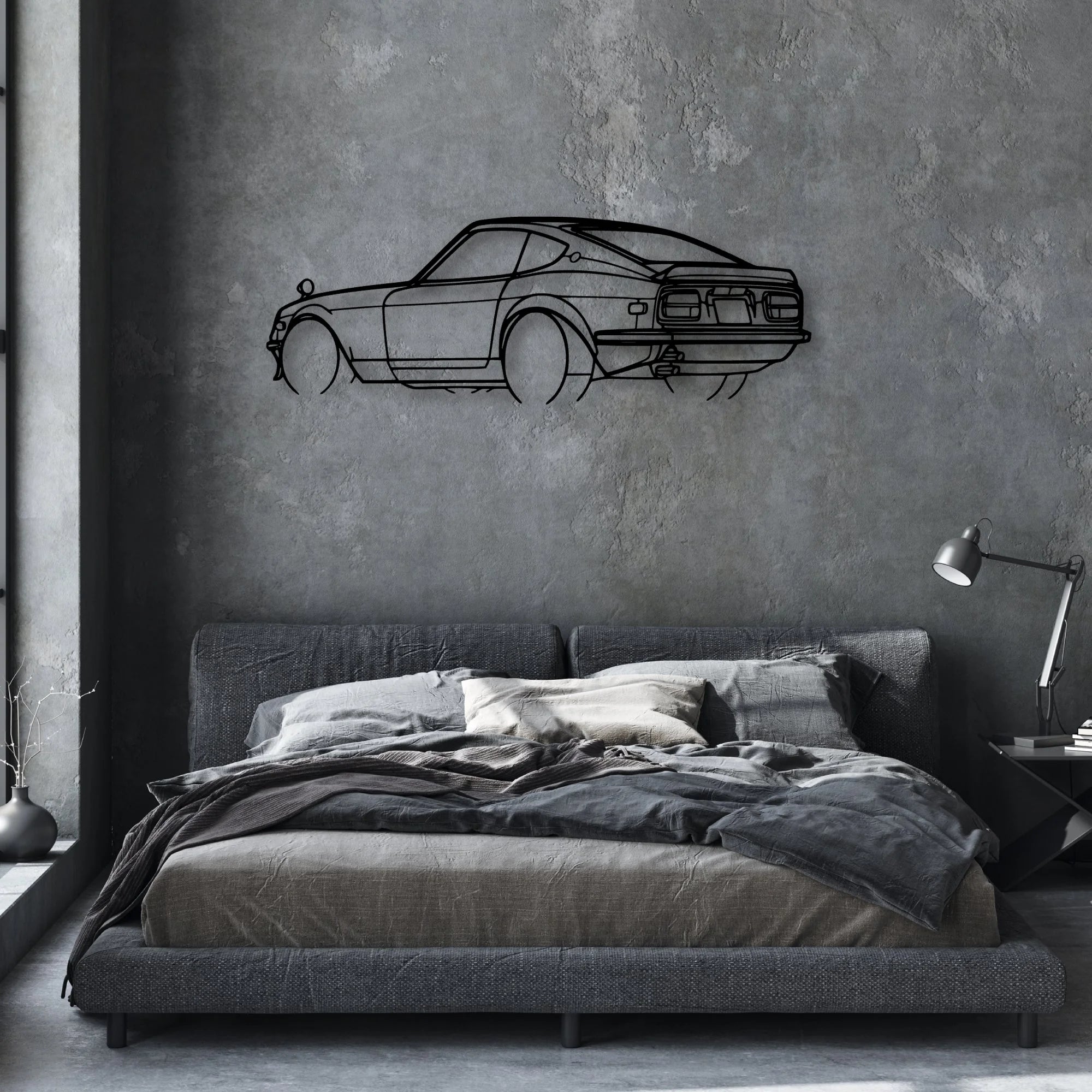 240Z 1972 Angle Classic Silhouette Metal Wall Art - Automotive Garage Decor