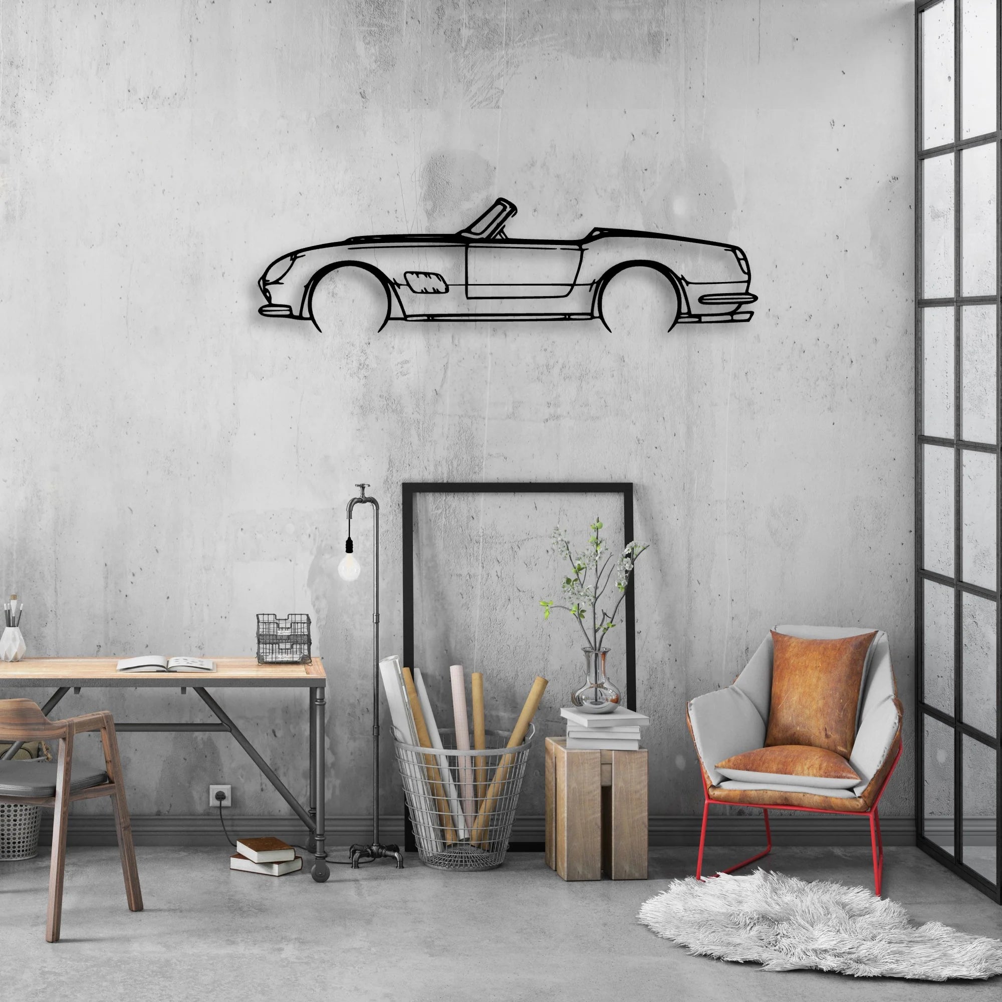 250 GT California Classic Silhouette Metal Wall Art - Automotive Garage Decor