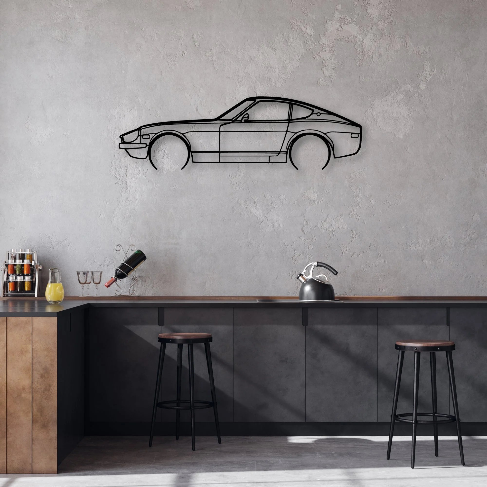 280Z Coupe Classic Silhouette Metal Wall Art - Automotive Garage Decor