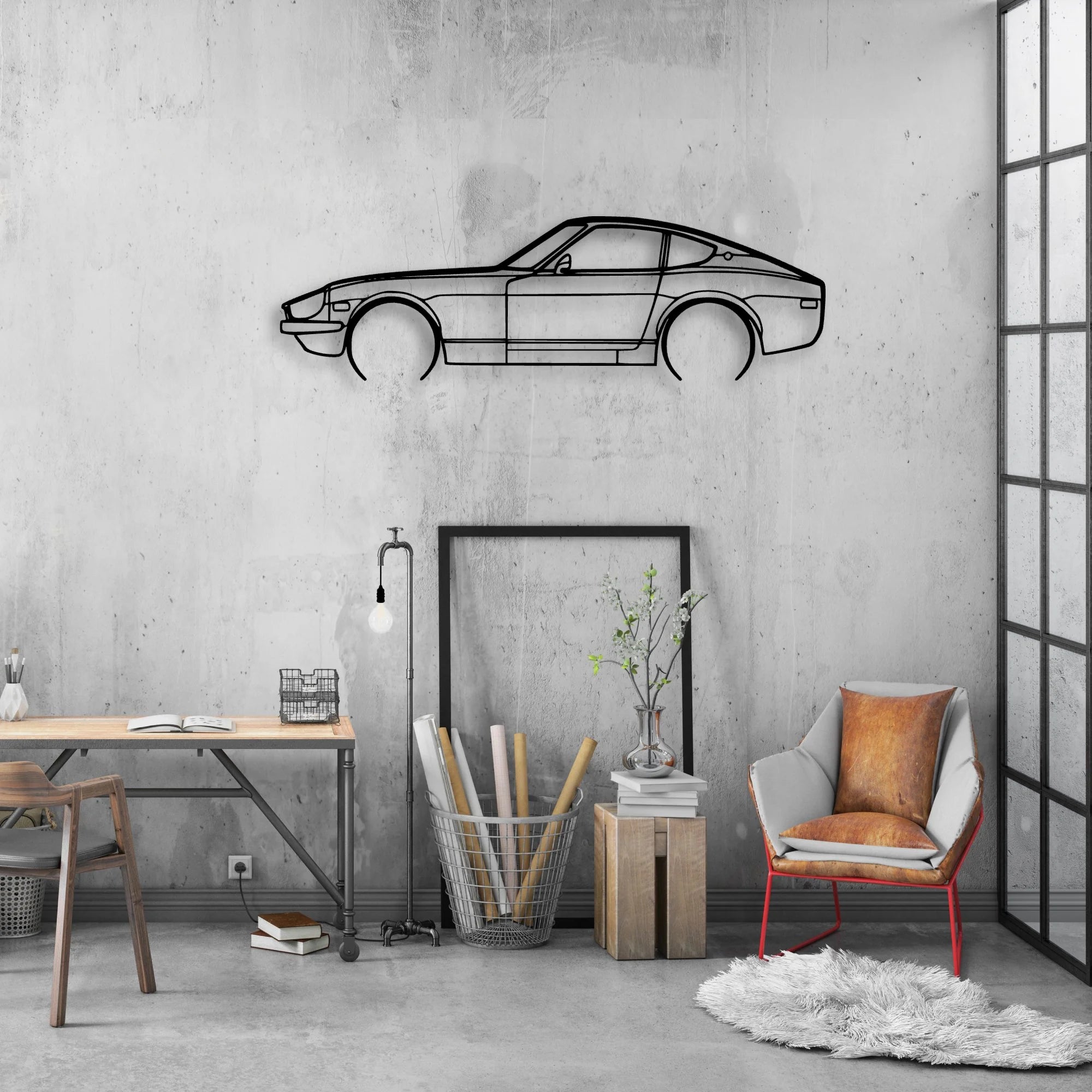 280Z Coupe Classic Silhouette Metal Wall Art - Automotive Garage Decor