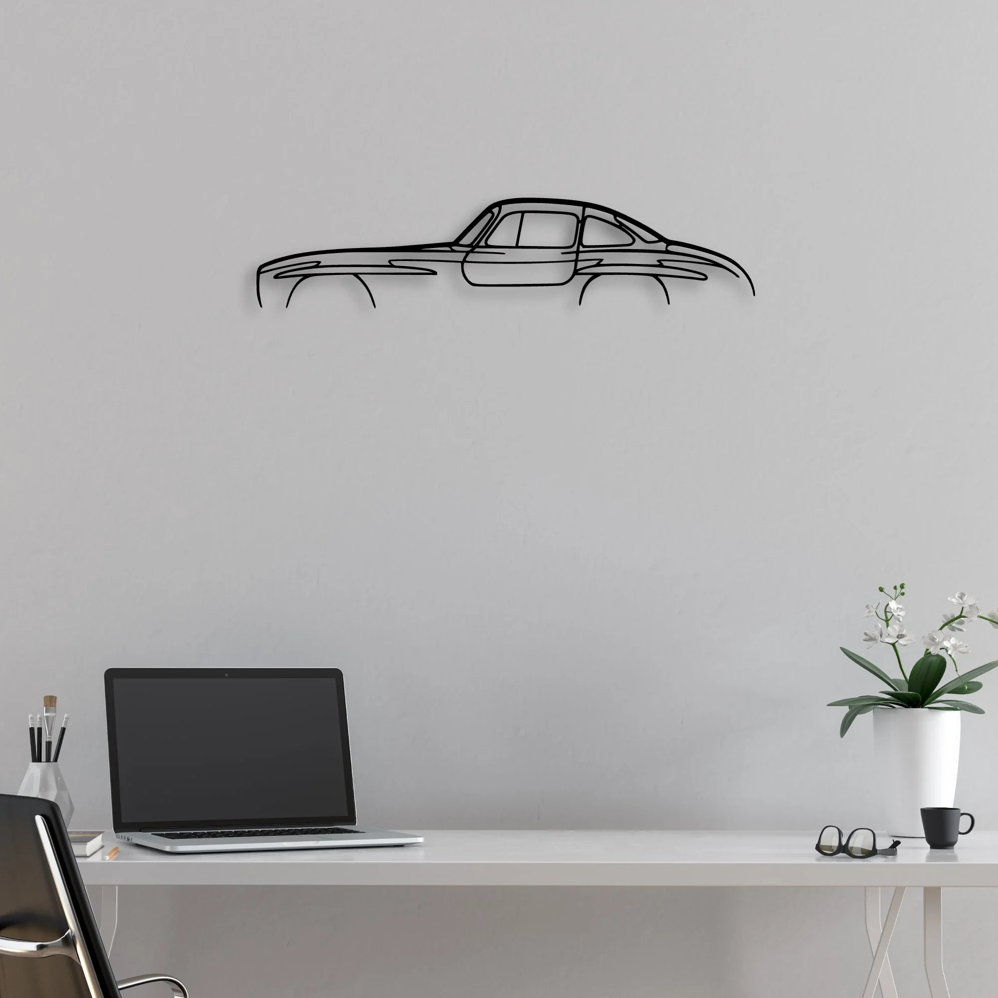 300 SL Classic Silhouette Metal Wall Art - Automotive Garage Decor