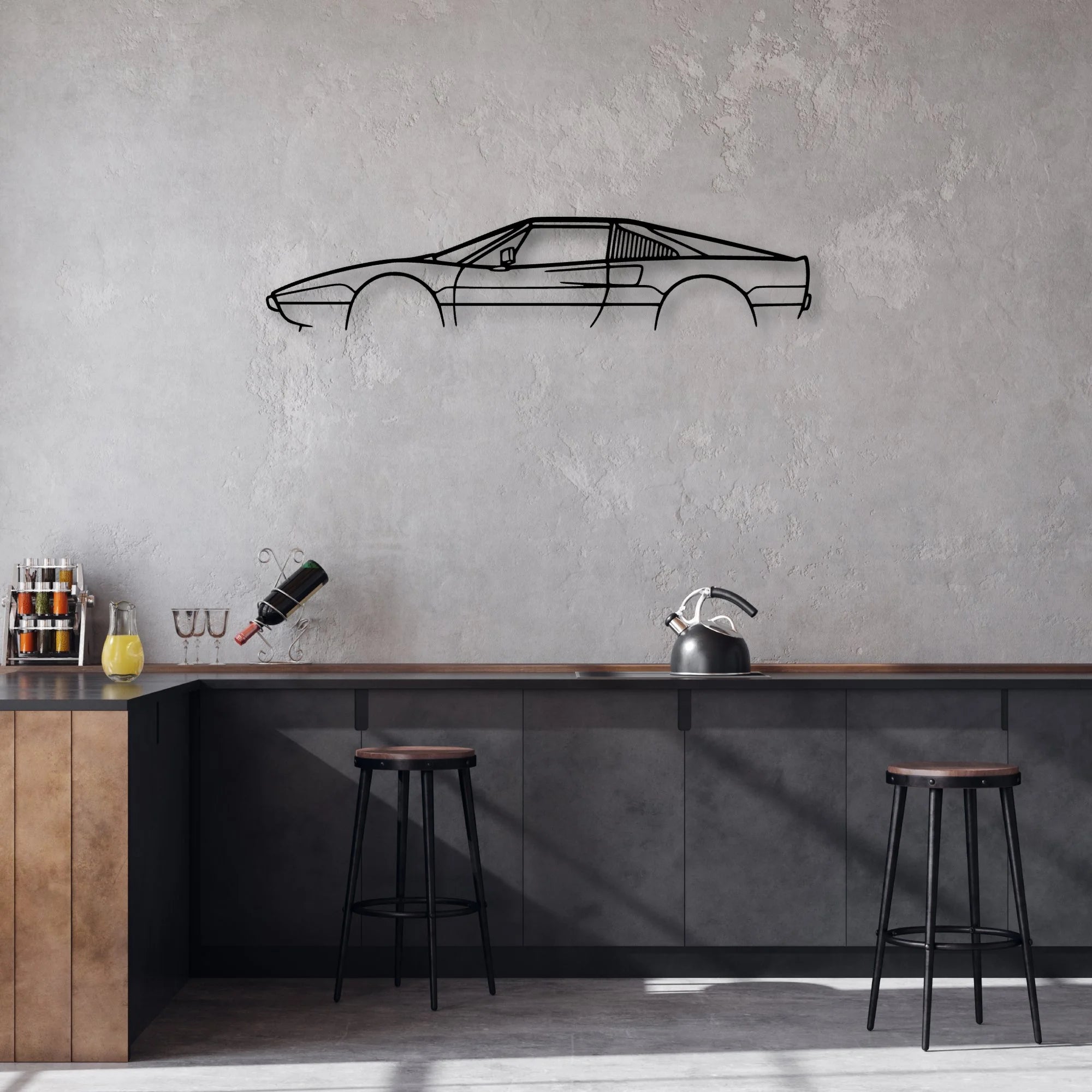 308 GTSI 1980 Classic Silhouette Metal Wall Art - Automotive Garage Decor