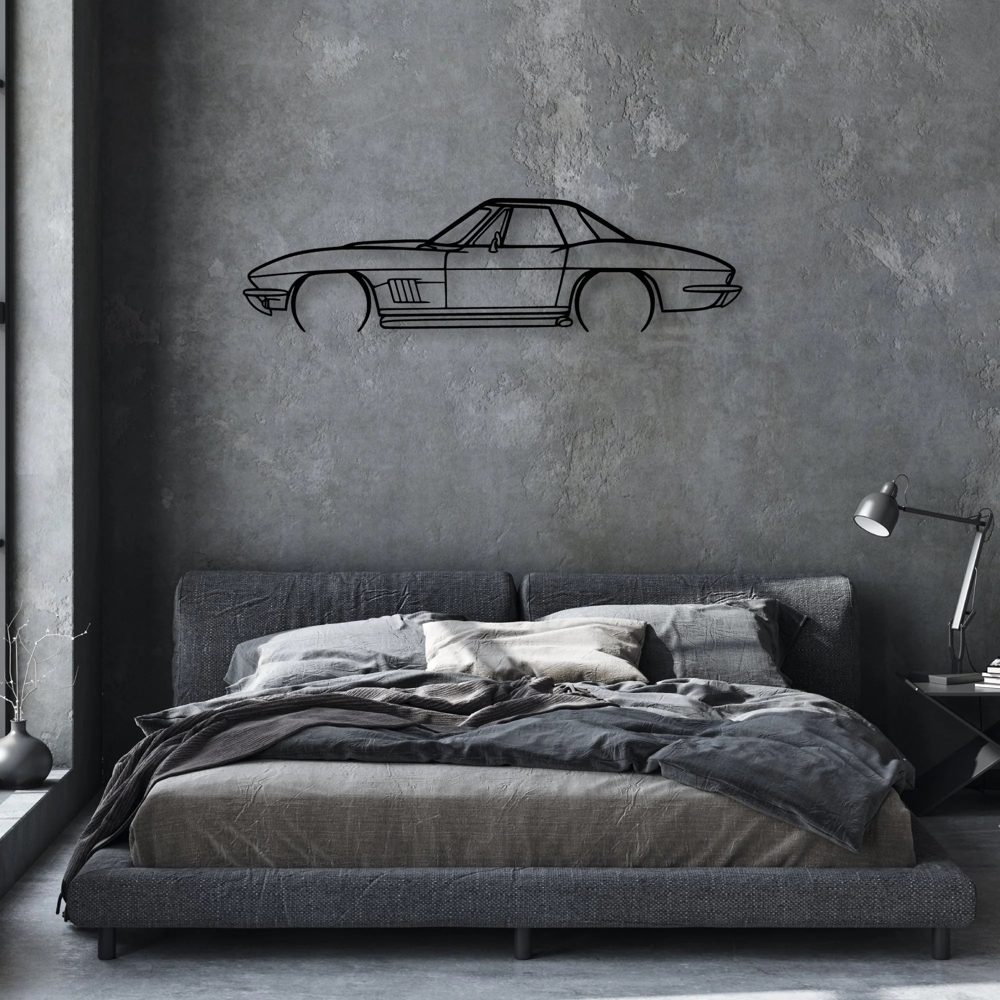 327 1967 2 Classic Silhouette Metal Wall Art - Automotive Garage Decor