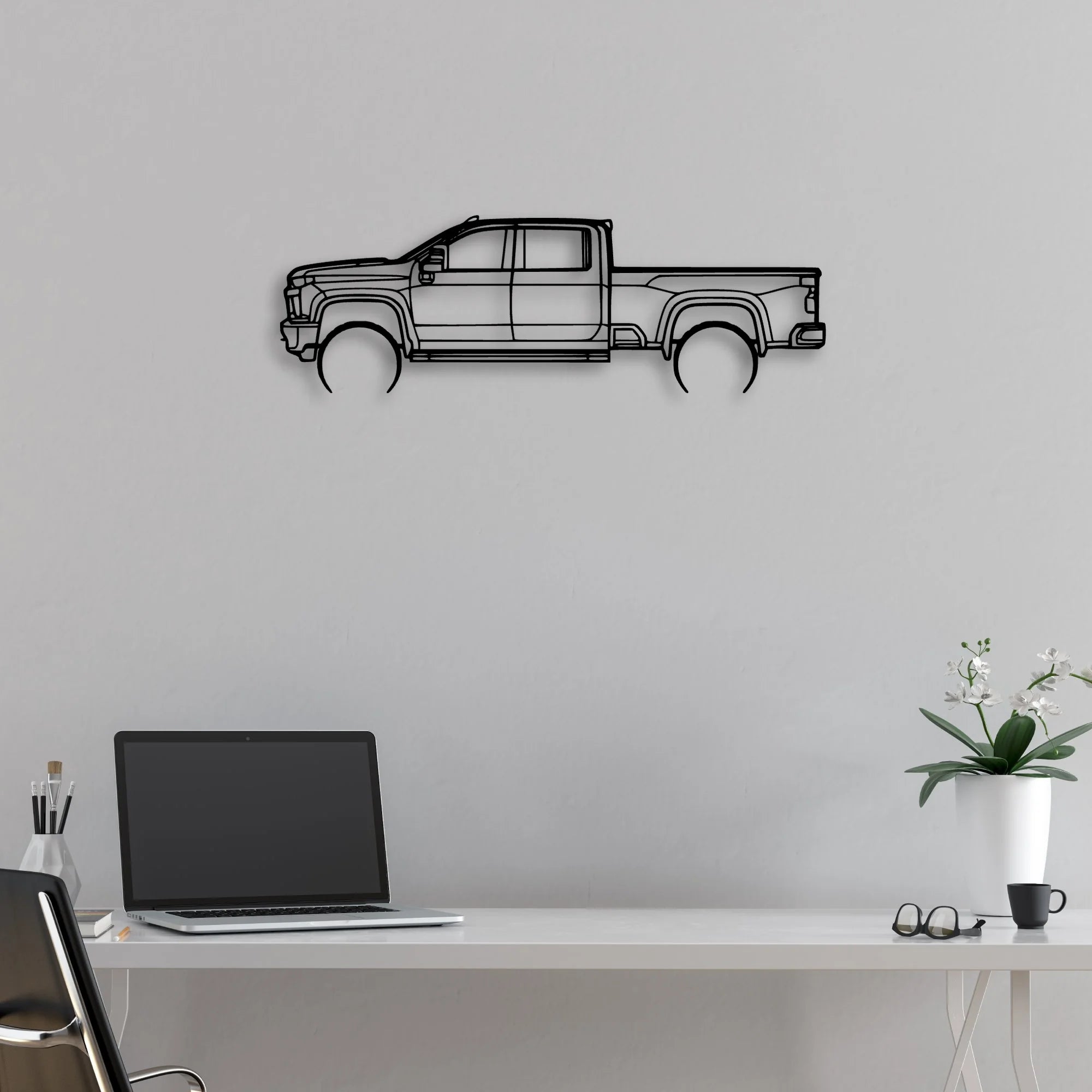 3500 High Country 2022 Classic Silhouette Metal Wall Art - Automotive Garage Decor