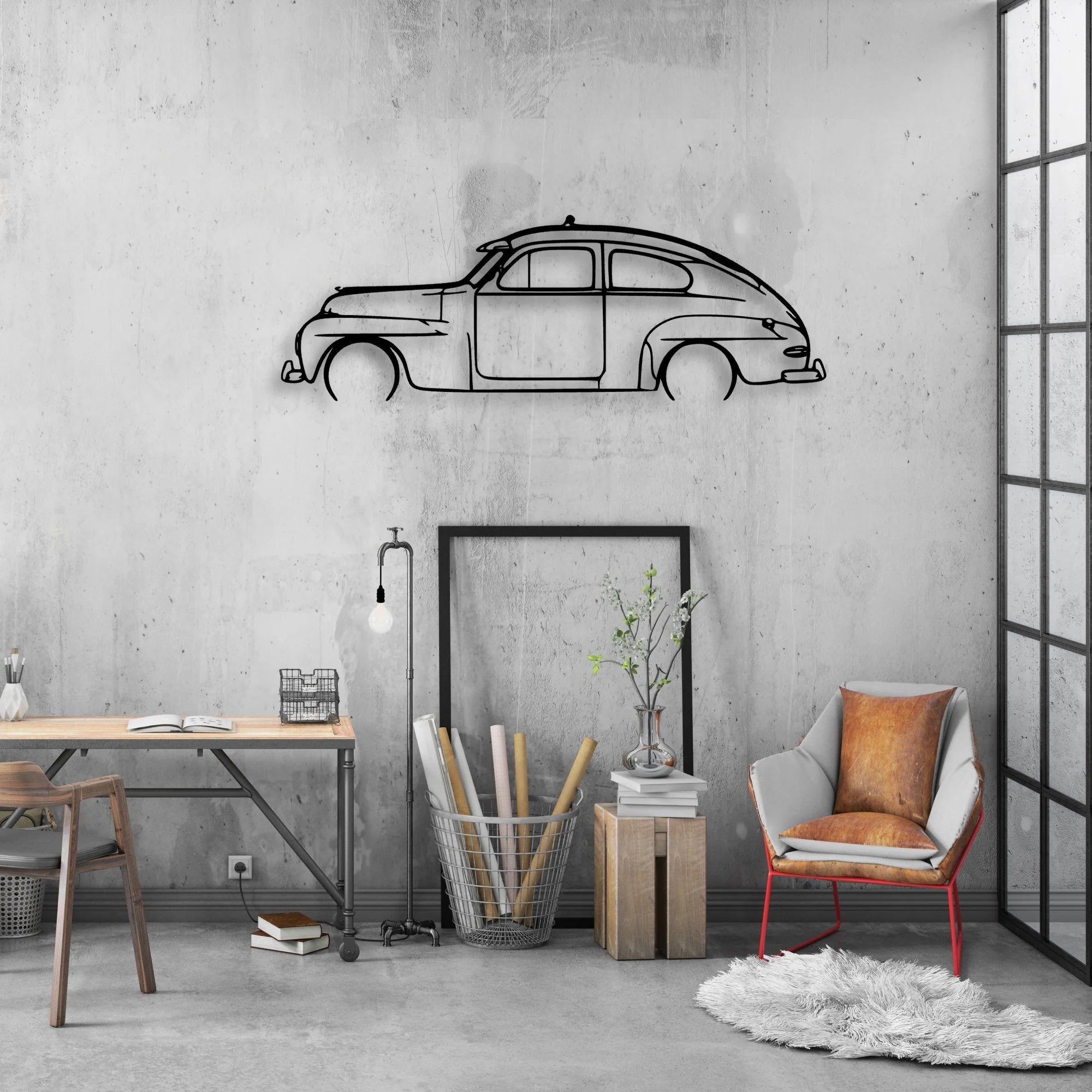 444 1952 Classic Silhouette Metal Wall Art - Automotive Garage Decor