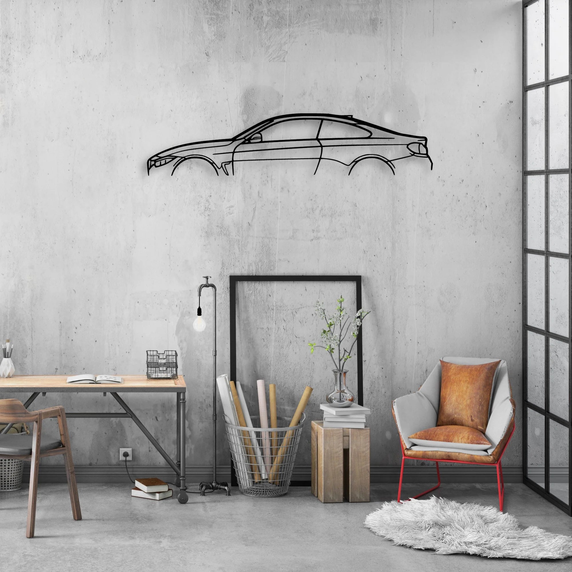 4 series f32 Classic Silhouette Metal Wall Art - Automotive Garage Decor
