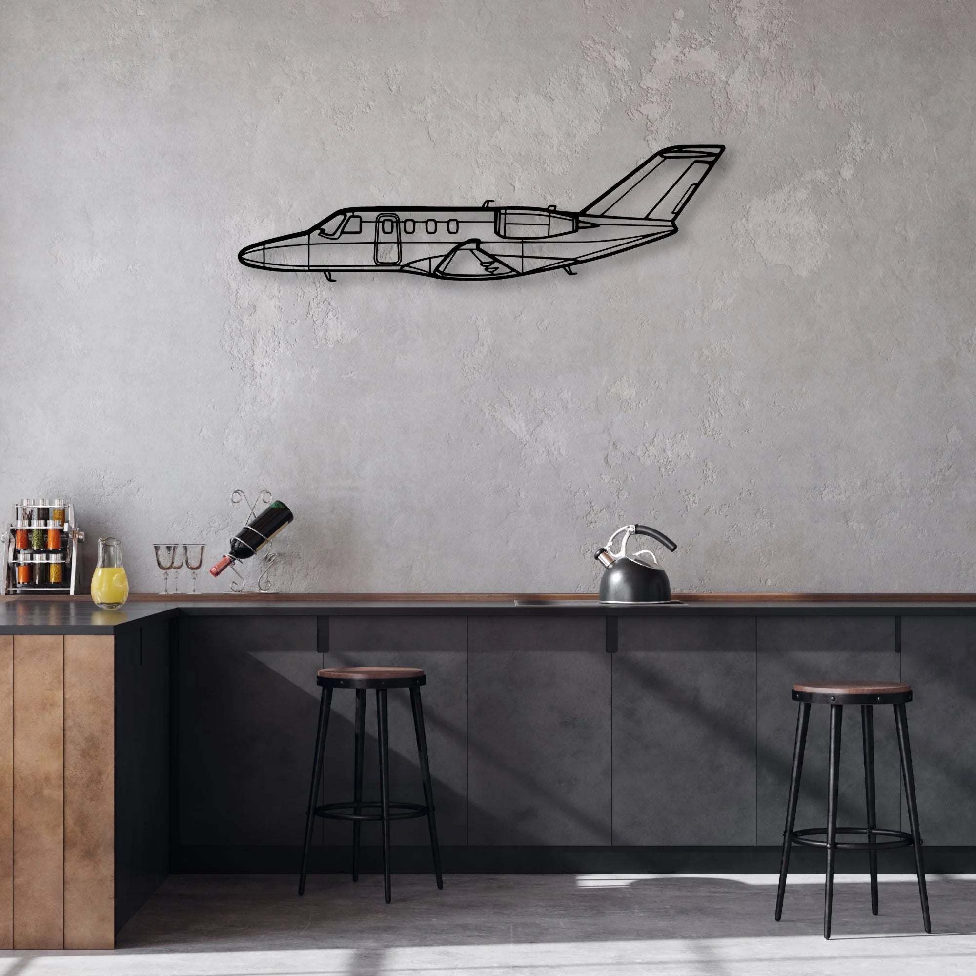 525B CJ3 Classic Aircraft Silhouette Metal Wall Art - Aviation Hangar Decor