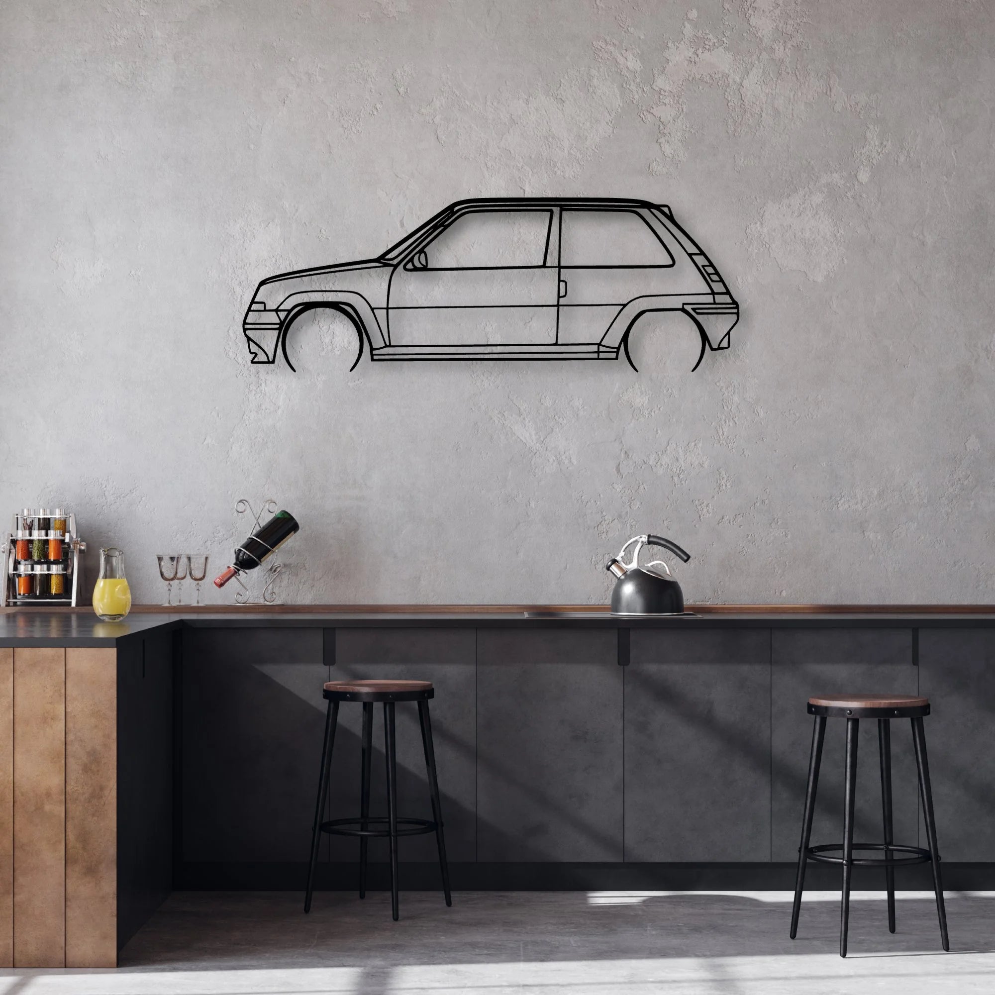 5 GT Turbo Classic Silhouette Metal Wall Art - Automotive Garage Decor
