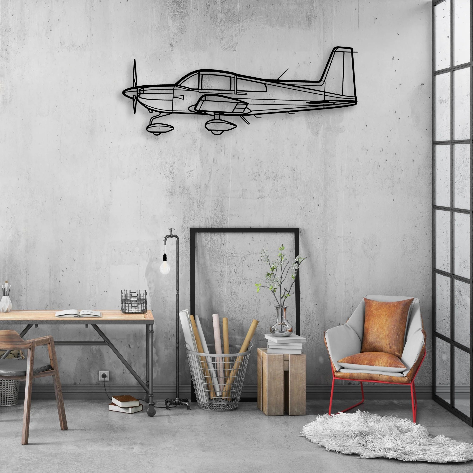 777 300ER 2 Classic Aircraft Silhouette Metal Wall Art - Aviation Hangar Decor
