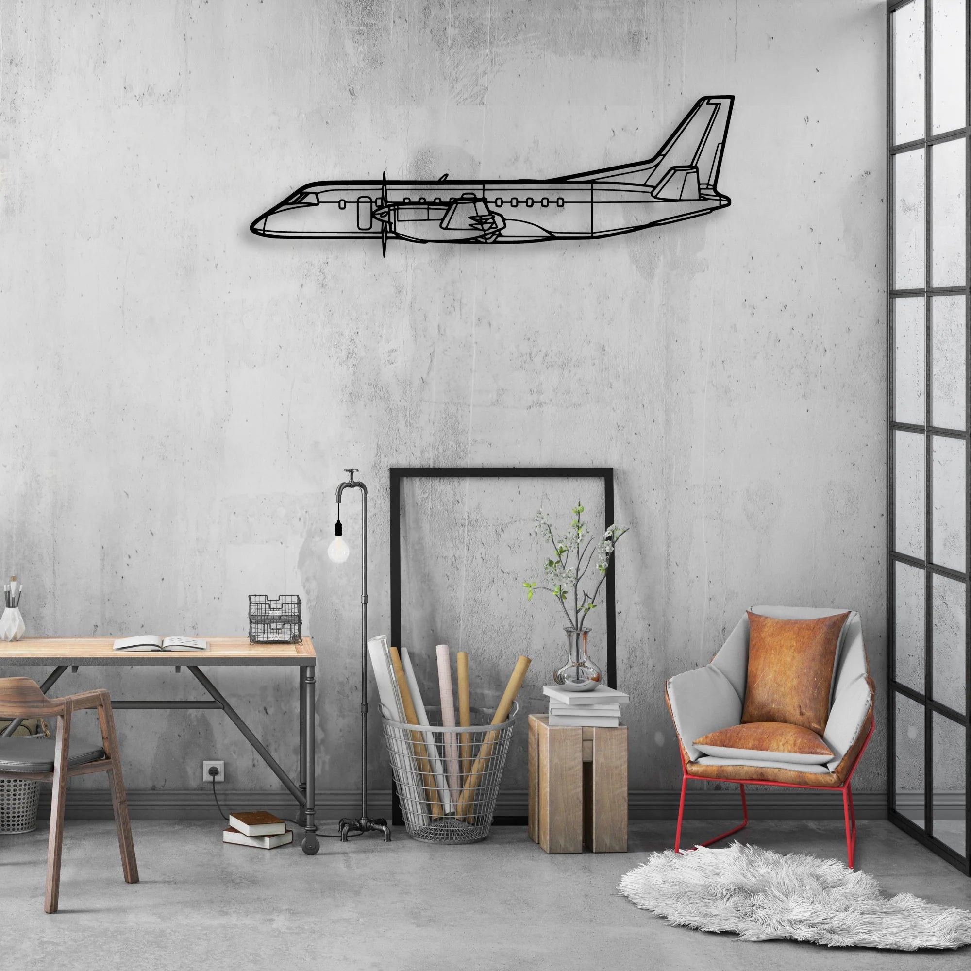 777F Classic Aircraft Silhouette Metal Wall Art - Aviation Hangar Decor