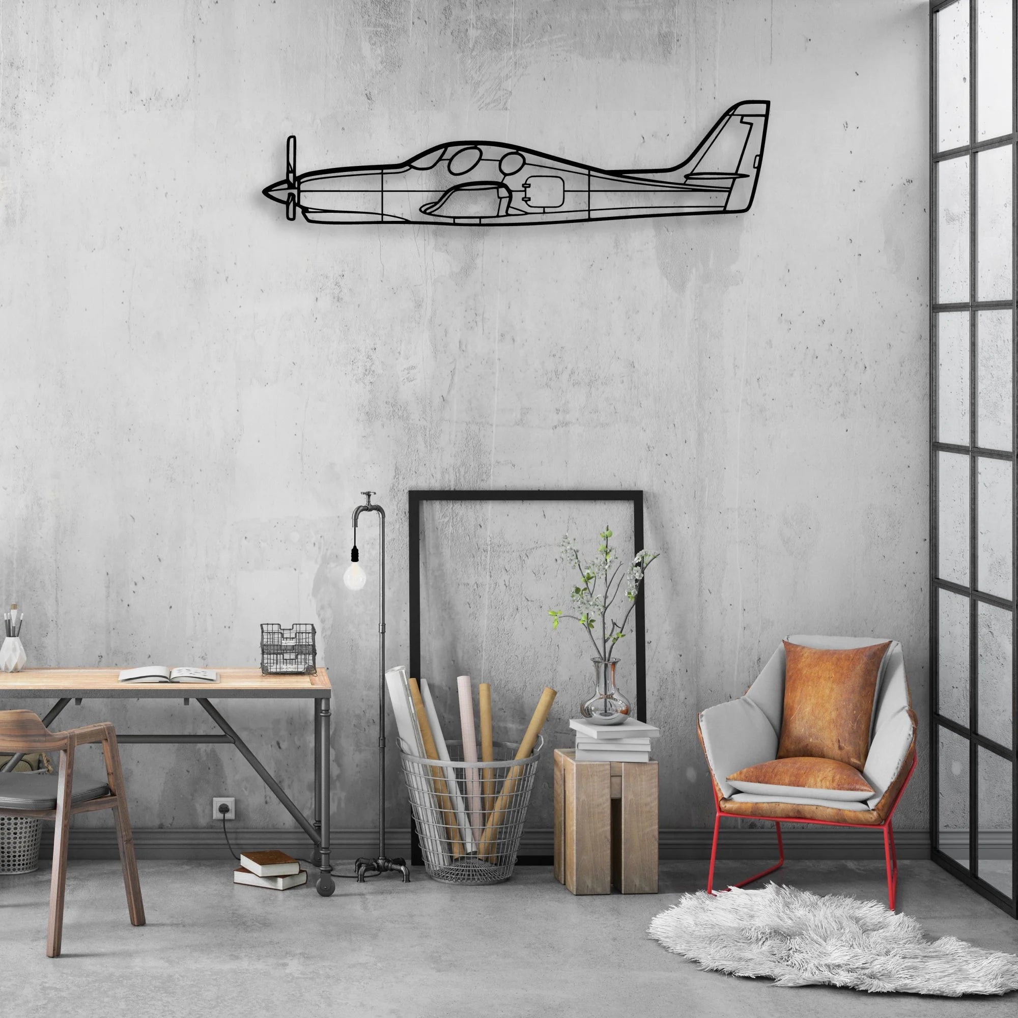 7AC Champion Classic Aircraft Silhouette Metal Wall Art - Aviation Hangar Decor