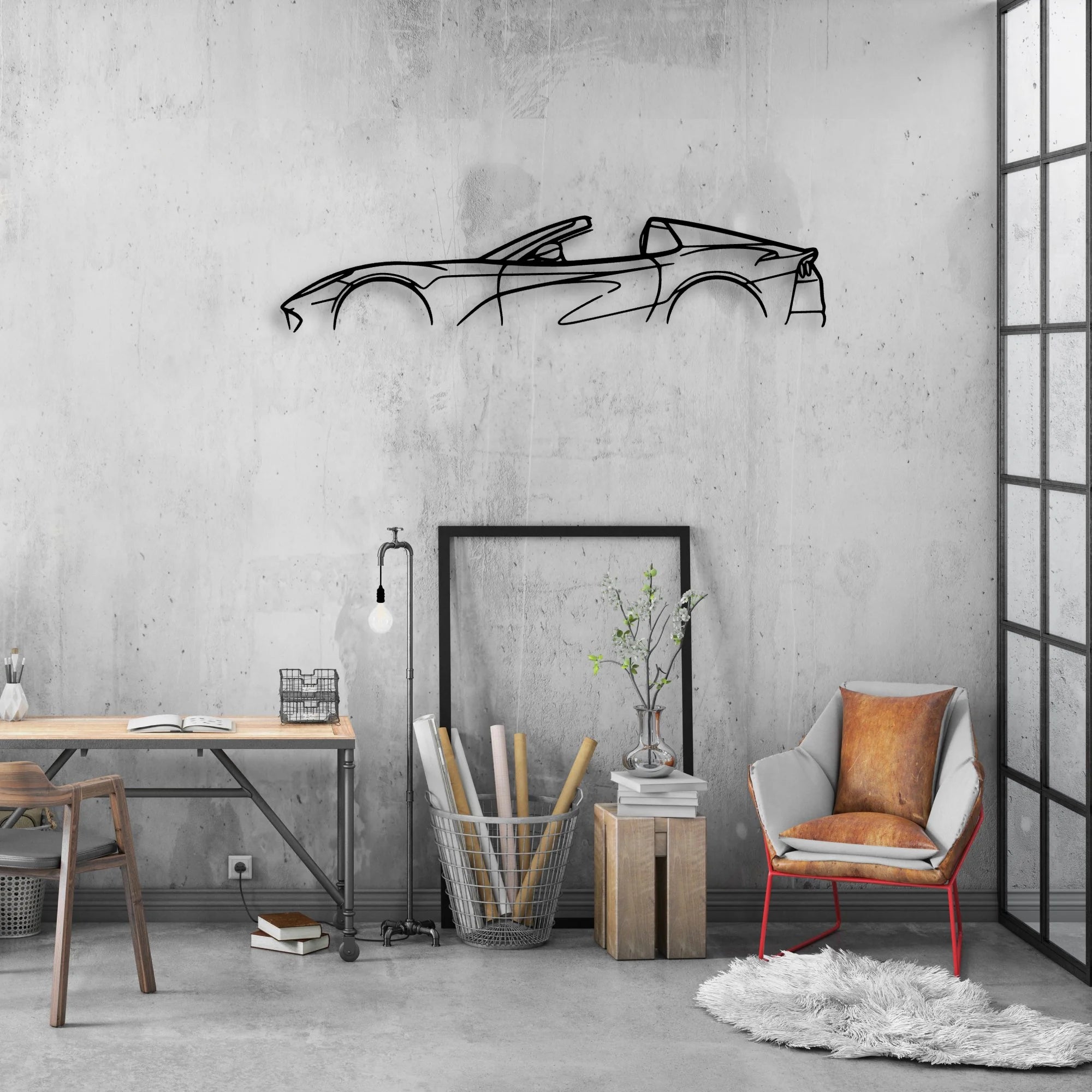 812 GTS Spider Classic Silhouette Metal Wall Art - Automotive Garage Decor