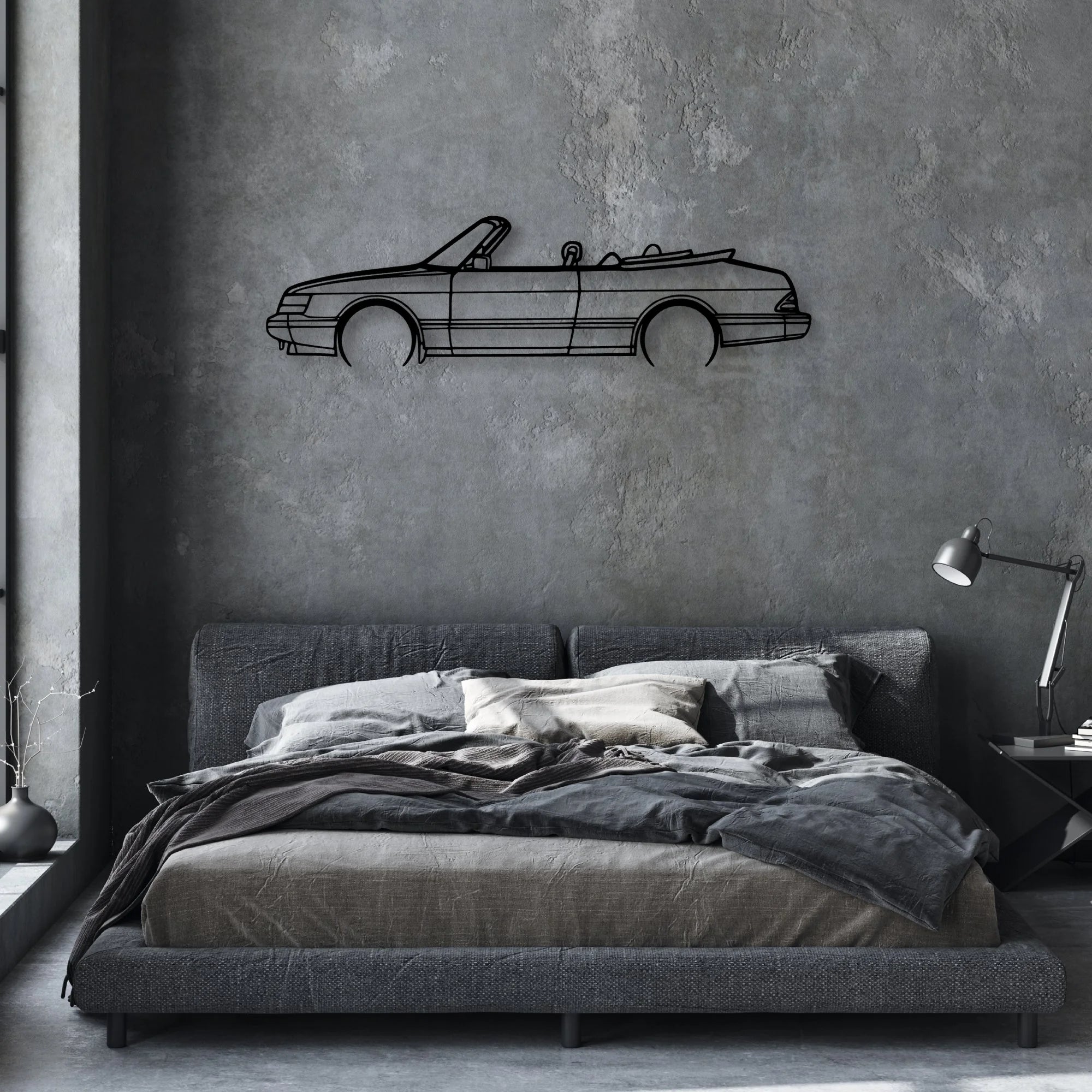 900 Convertible 1990 Classic Silhouette Metal Wall Art - Automotive Garage Decor