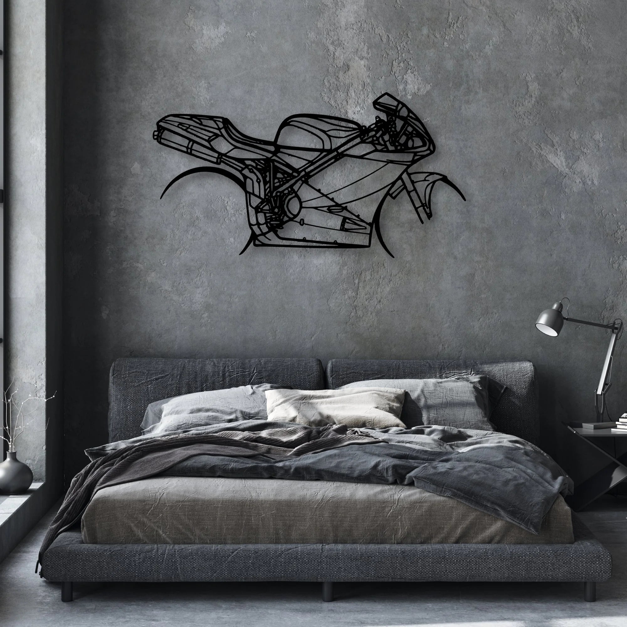 996S 2001 Classic Motorcycle Silhouette Metal Wall Art - Moto Garage Decor
