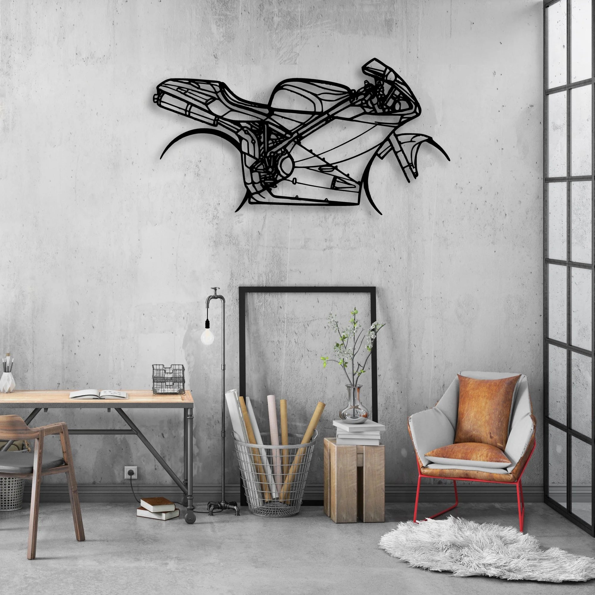 996S 2001 Classic Motorcycle Silhouette Metal Wall Art - Moto Garage Decor
