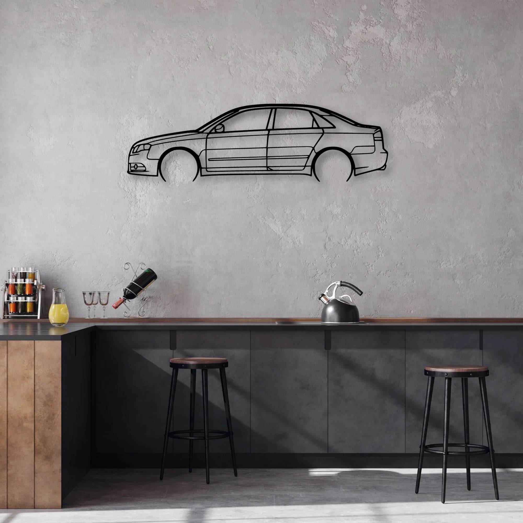 A4 2007 Classic Silhouette Metal Wall Art - Automotive Garage Decor