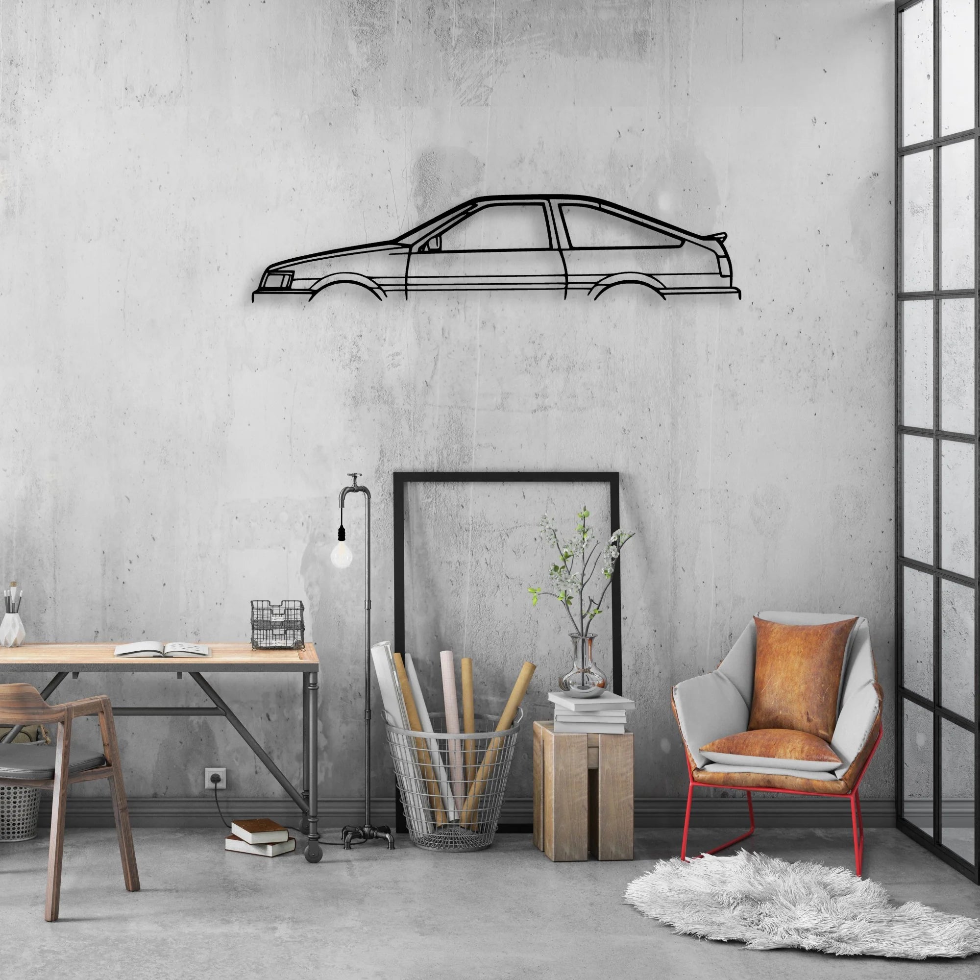 AE86 Levin Classic Silhouette Metal Wall Art - Automotive Garage Decor
