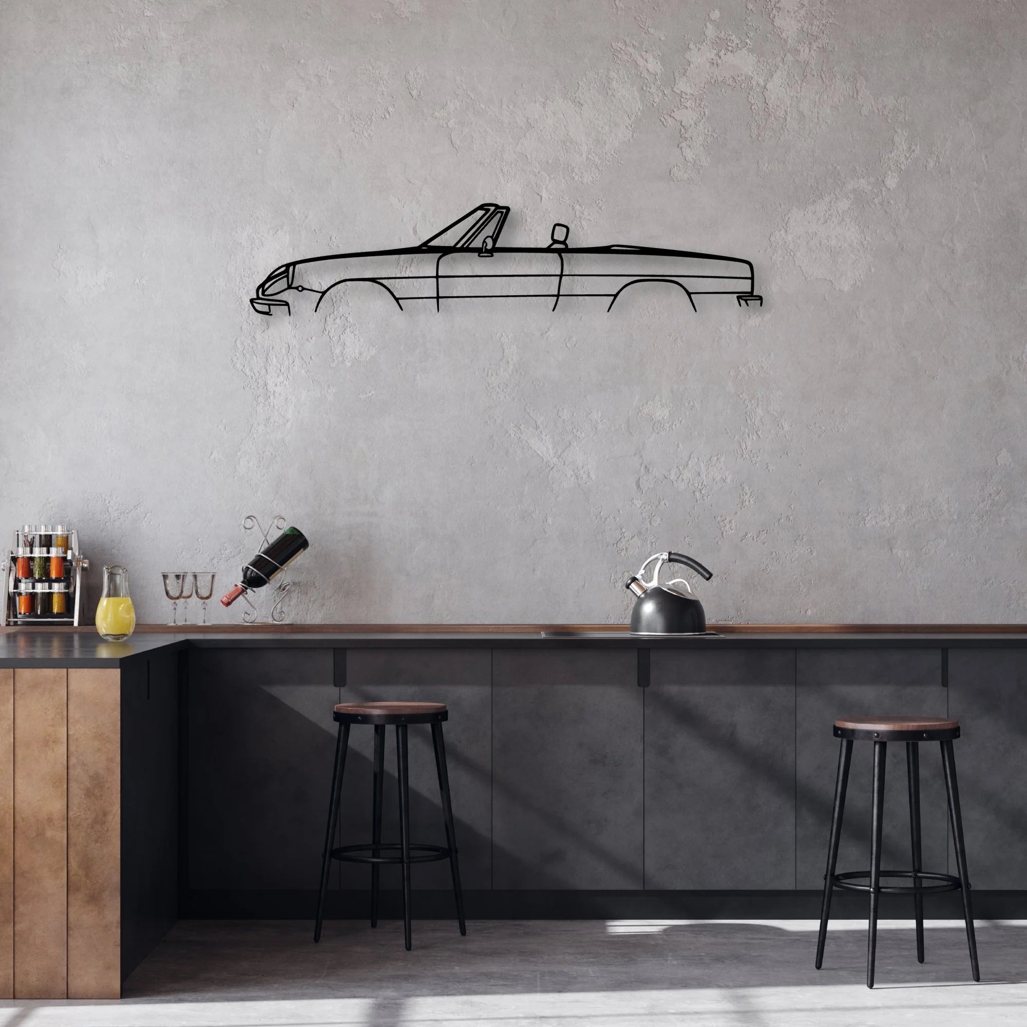 Alfa Spider 1979 Classic Silhouette Metal Wall Art - Automotive Garage Decor