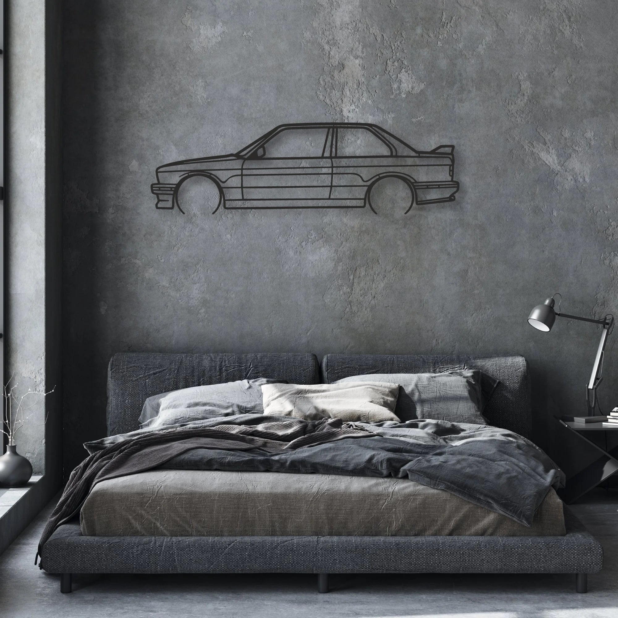 BMW E30 M3 Classic Silhouette Metal Wall Art - Automotive Garage Decor