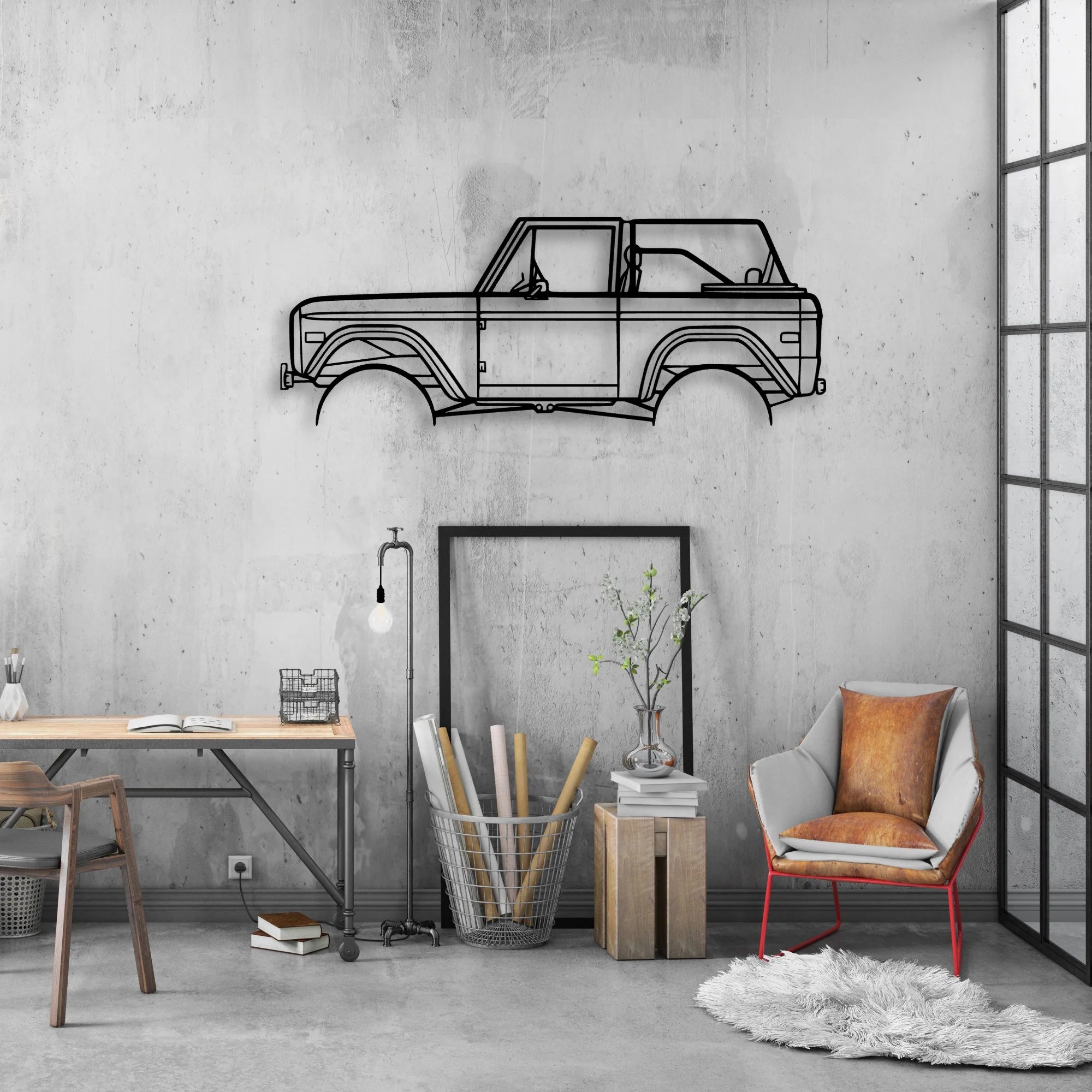 Bronco 1971 2 Classic Silhouette Metal Wall Art - Automotive Garage Decor