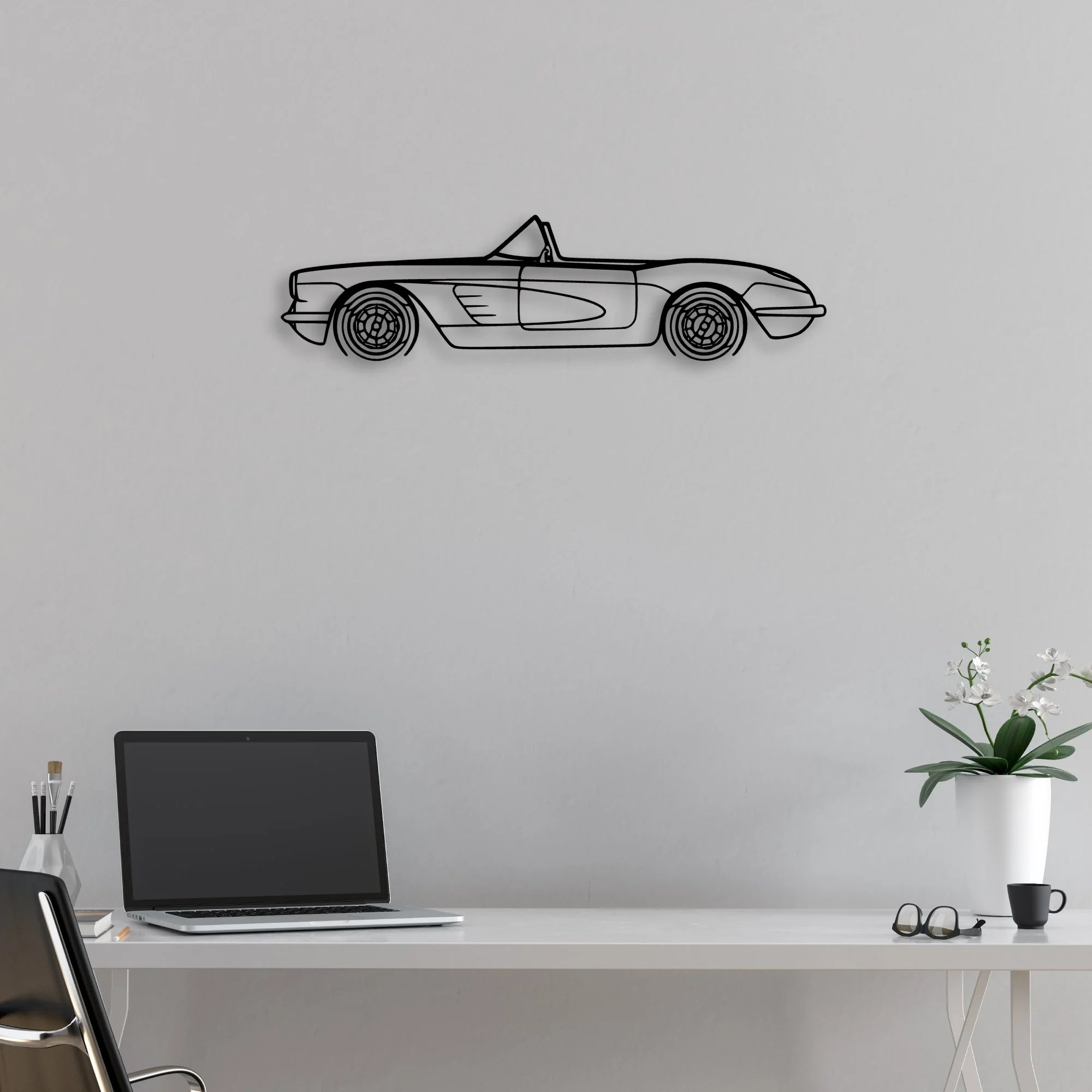 C1 1960 Classic Silhouette Metal Wall Art - Automotive Garage Decor