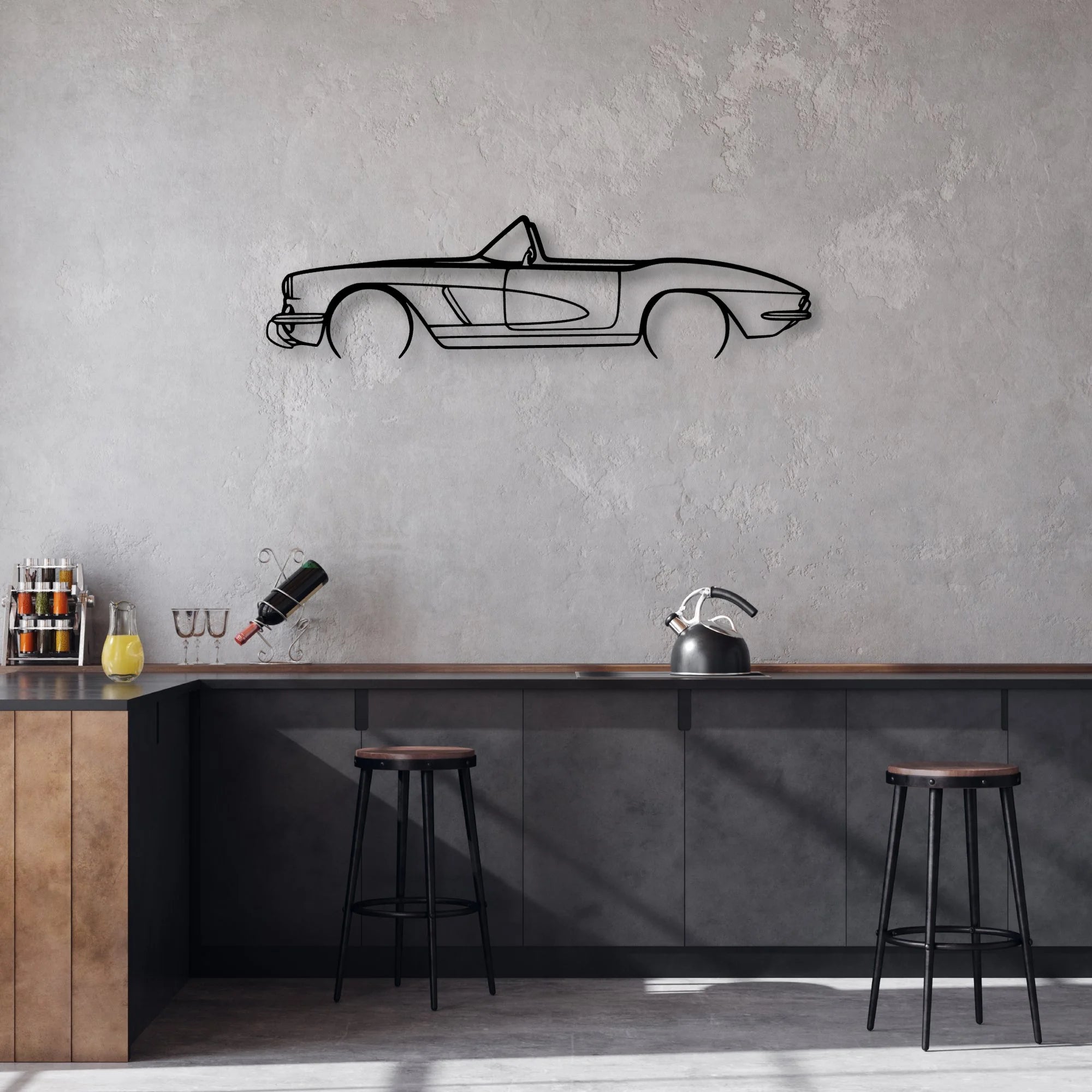 C1 Cabrio Classic Silhouette Metal Wall Art - Automotive Garage Decor