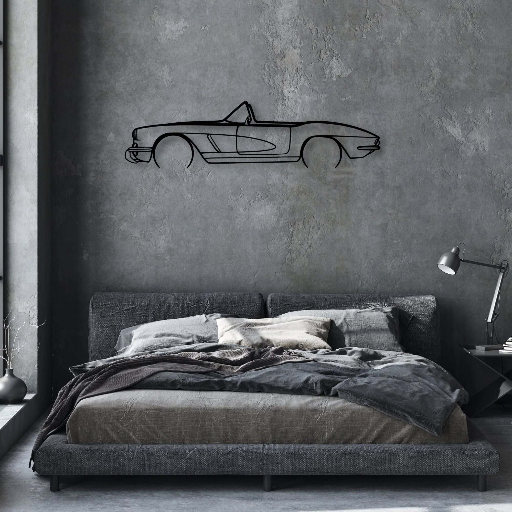 C1 Cabrio Classic Silhouette Metal Wall Art - Automotive Garage Decor