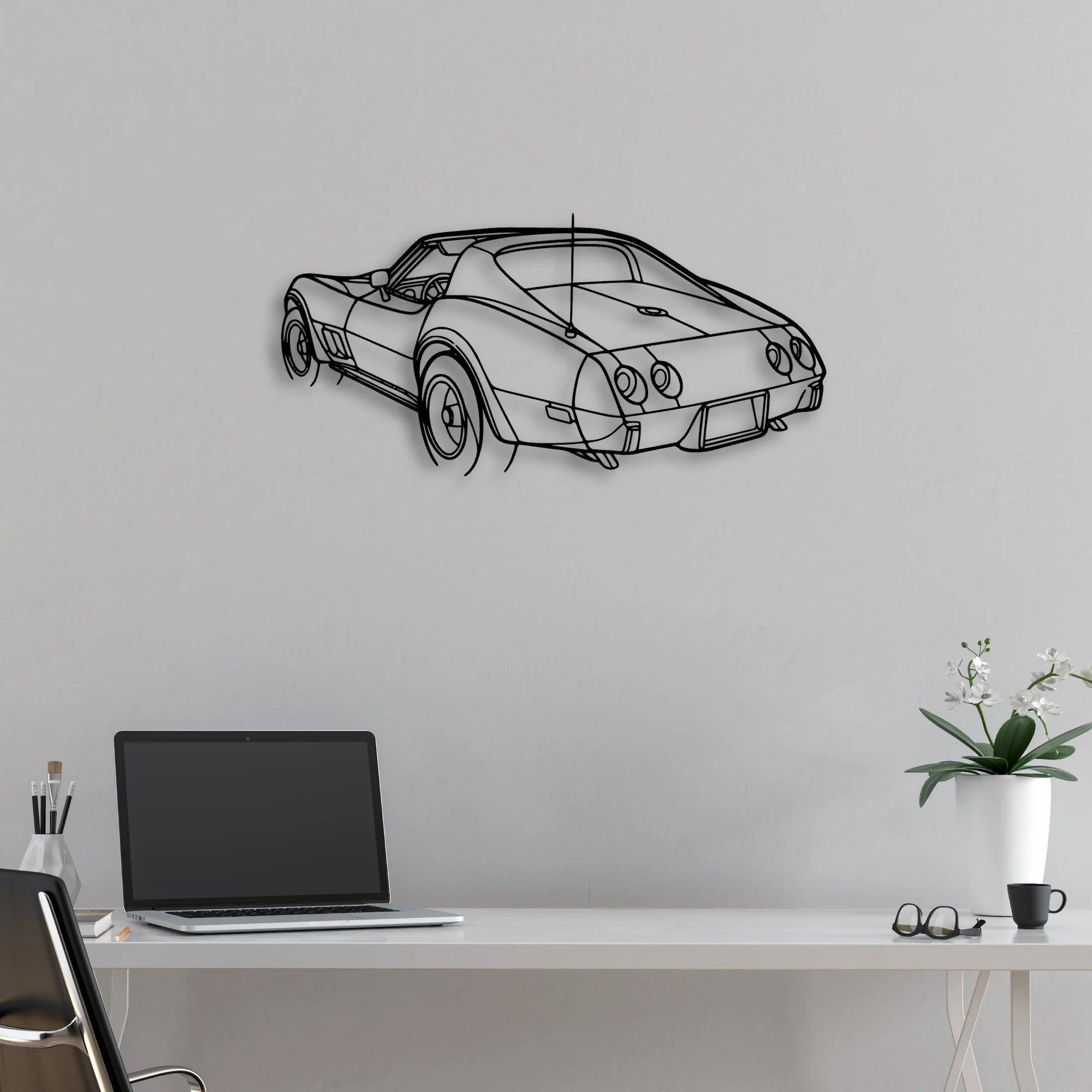 C3 1976 Angle Classic Silhouette Metal Wall Art - Automotive Garage Decor